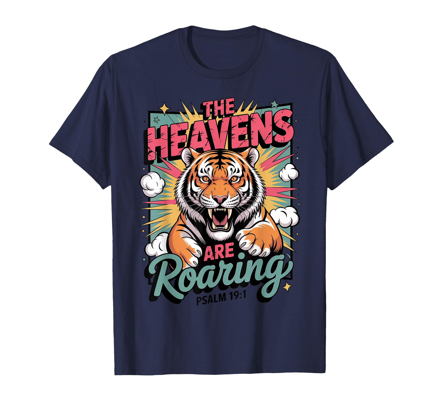 Roaring Tiger Christian Bible Verse Pop Art T-Shirt