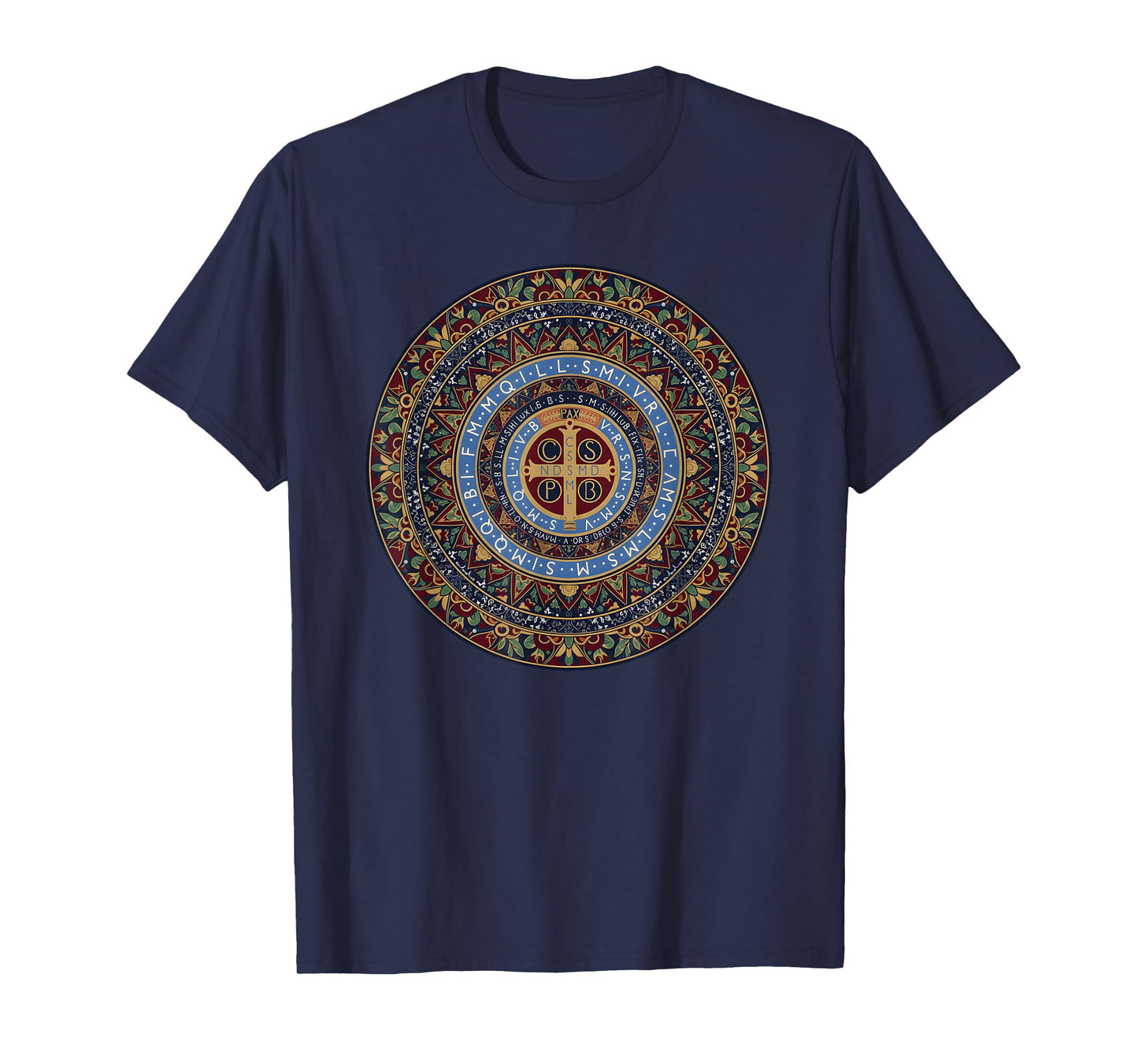 Ornamental Saint Benedict Medal Sacred Mandala Circle T-Shirt