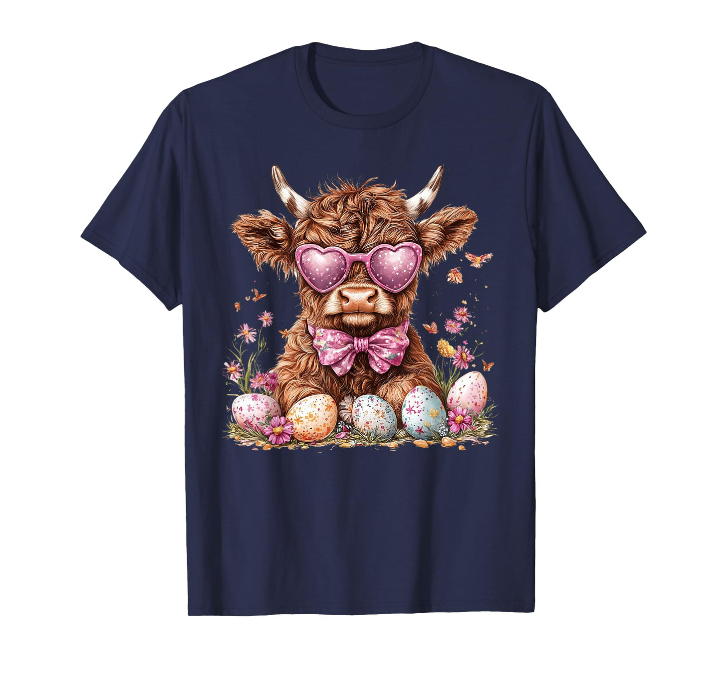 Funny Scottish Highland Cow Easter Eggs Farmers Easter Day T-Shirt