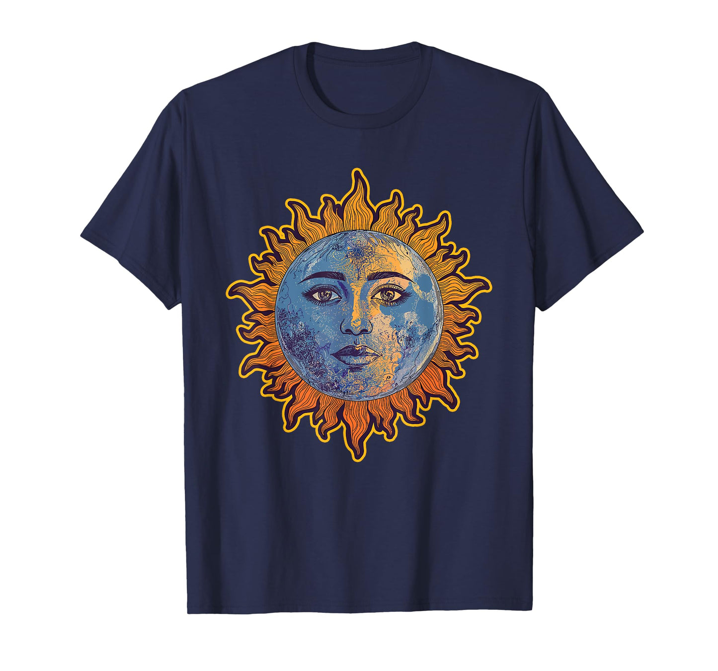 Celestial Face Mythical Golden Sun Sunshine T-Shirt