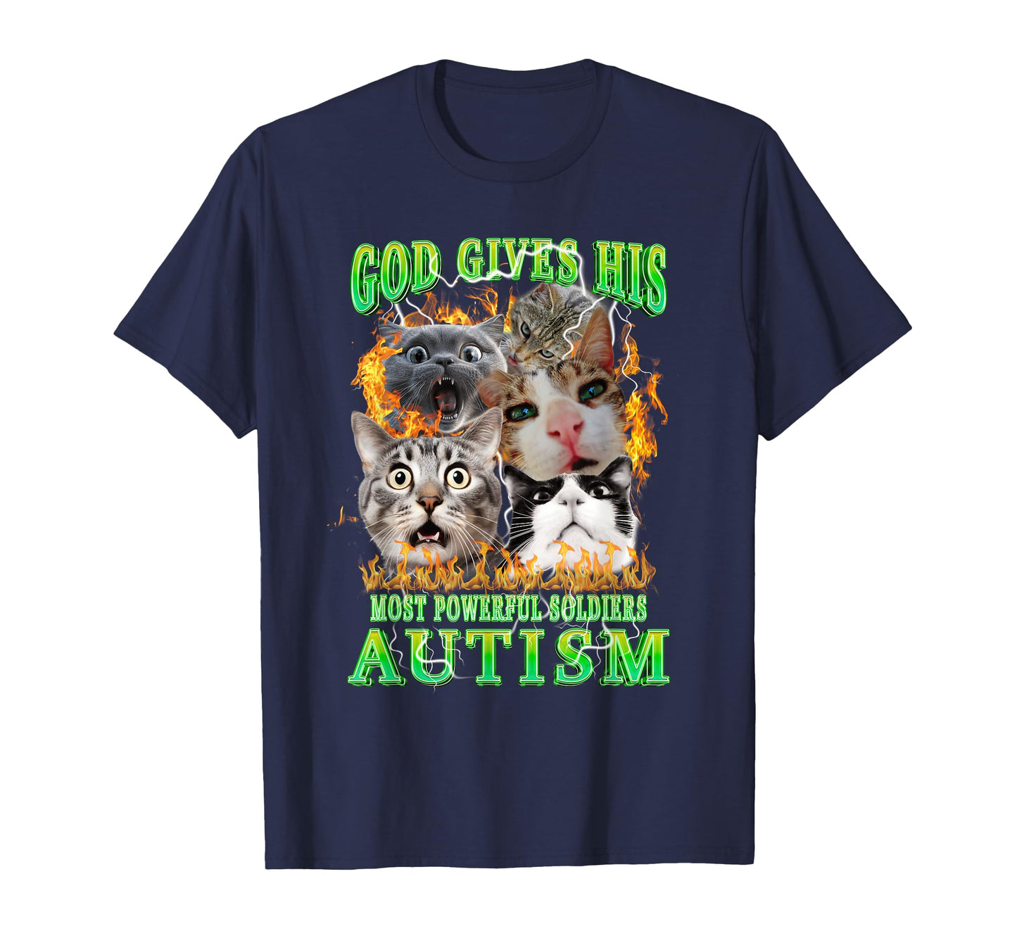 God Gives His Most Powerful Autism Funny Cat Meme Bootleg T-Shirt