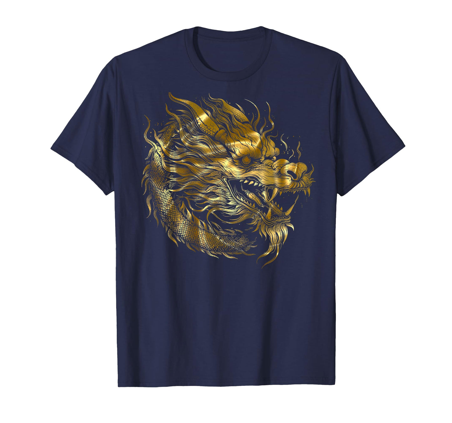 (Back Design) Dragon, Japanese Pattern, Dragon God, Golden Dragon Motif T-Shirt