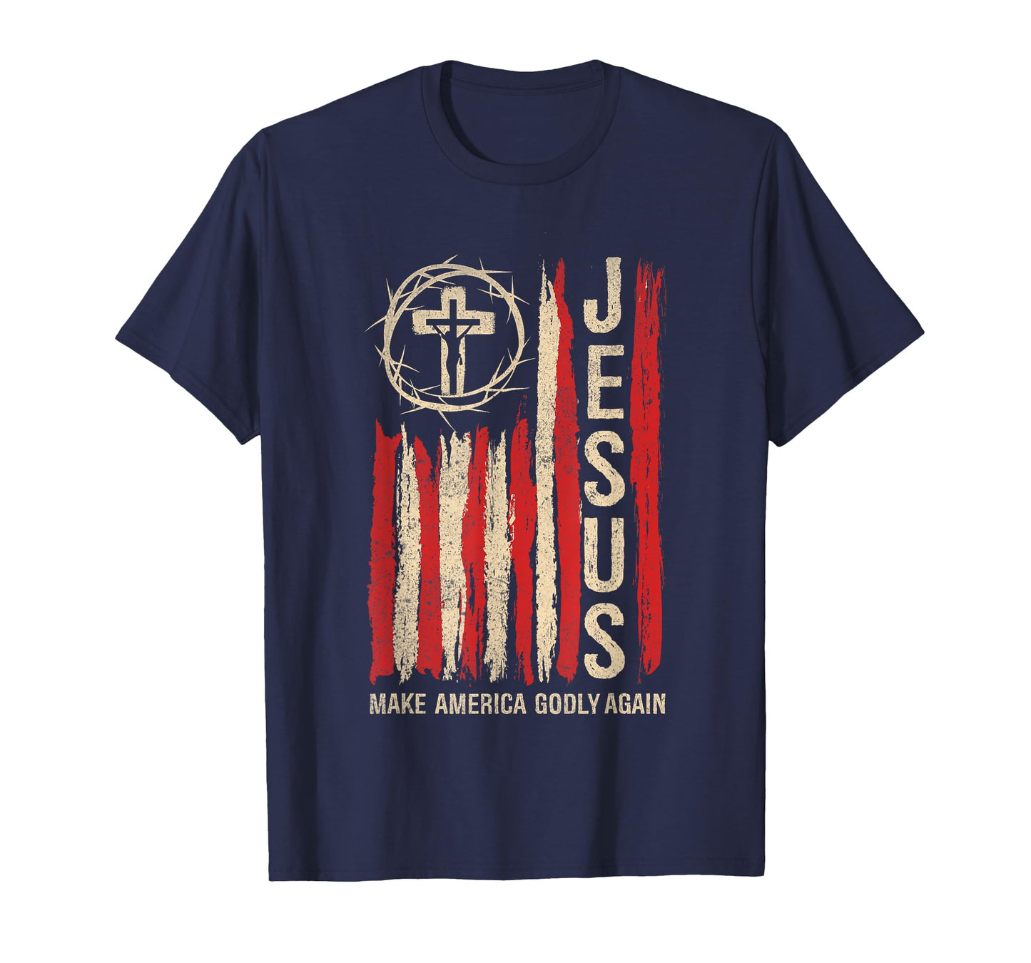 Jesus Make America Godly Again Patriotic Christian USA Flag T-Shirt