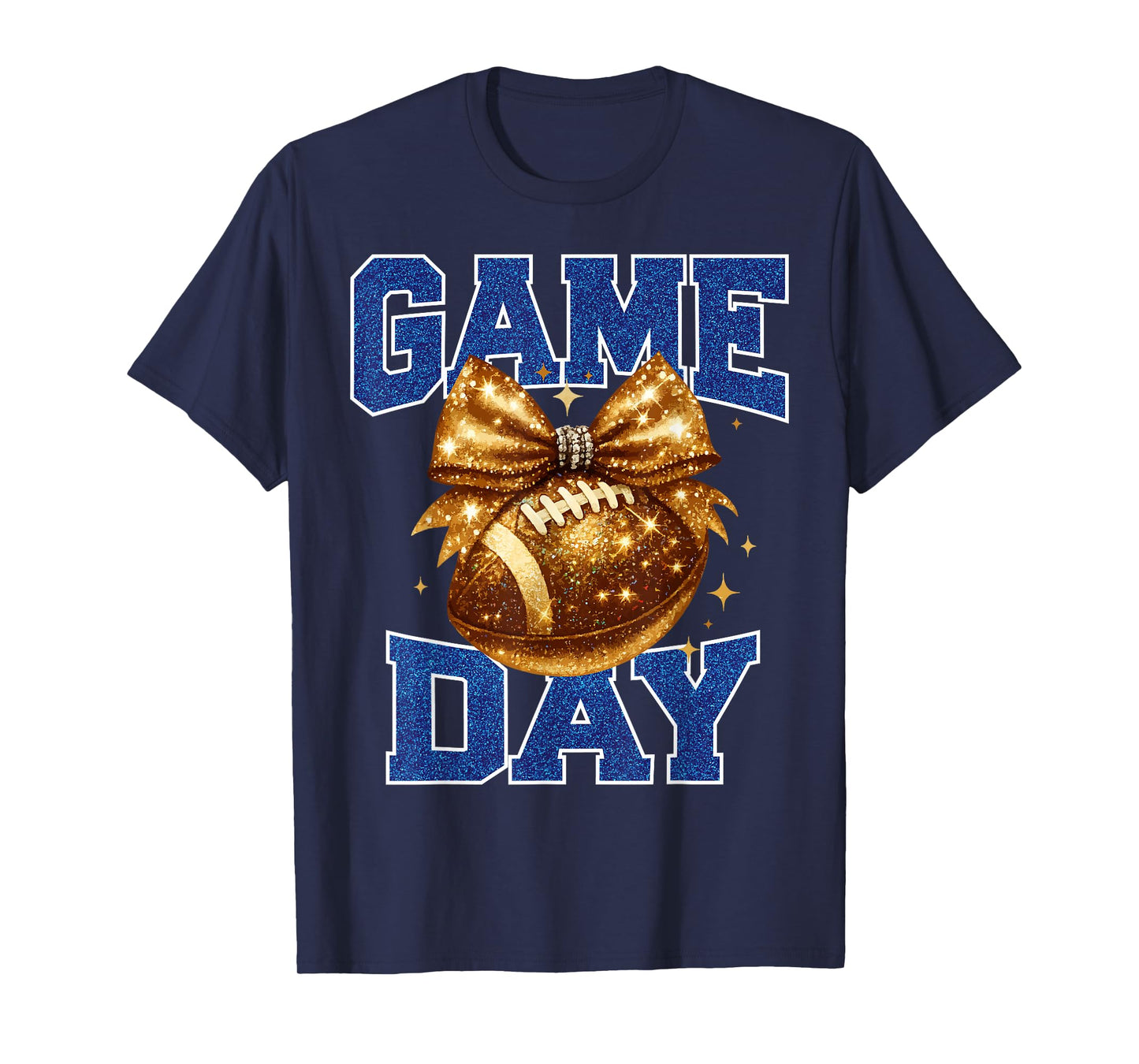 Game Day Football Season Football Mama Girl Blue Gold Vibes T-Shirt