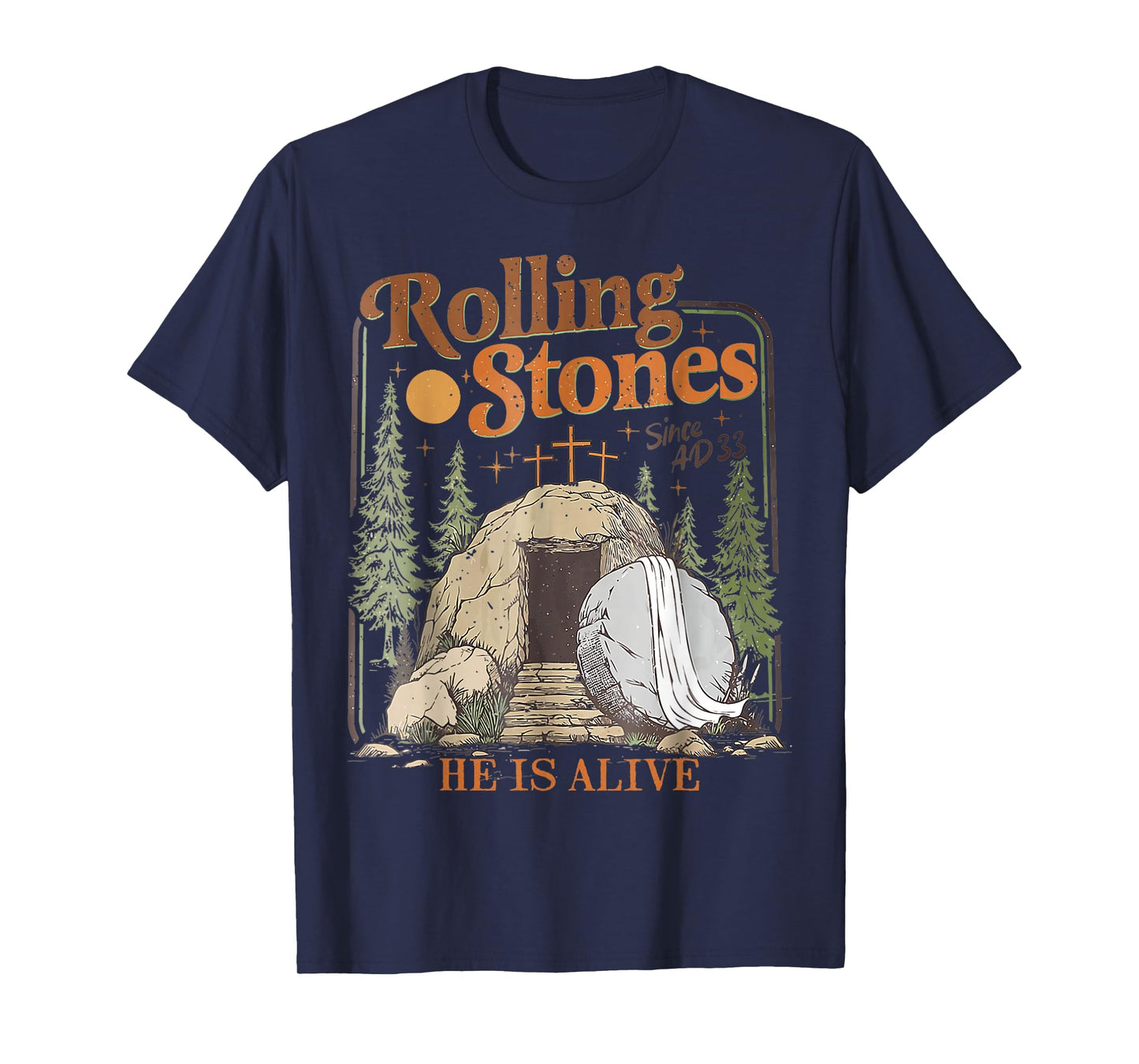 The Stone Was Rolled Away He Is Alive Retro Christian Easter T-Shirt