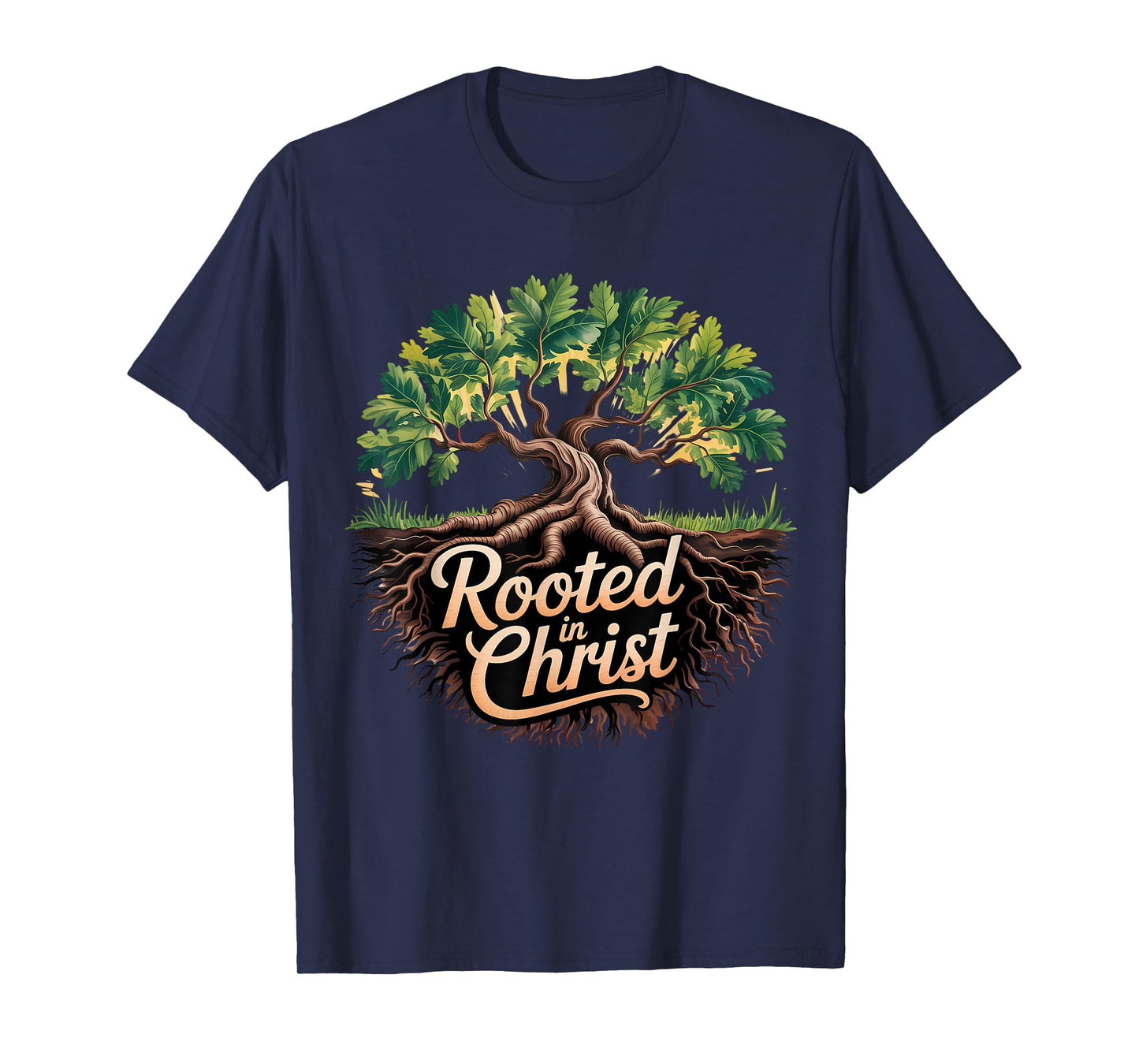 Rooted in Christ Jesus Cross Christian Faith T-Shirt