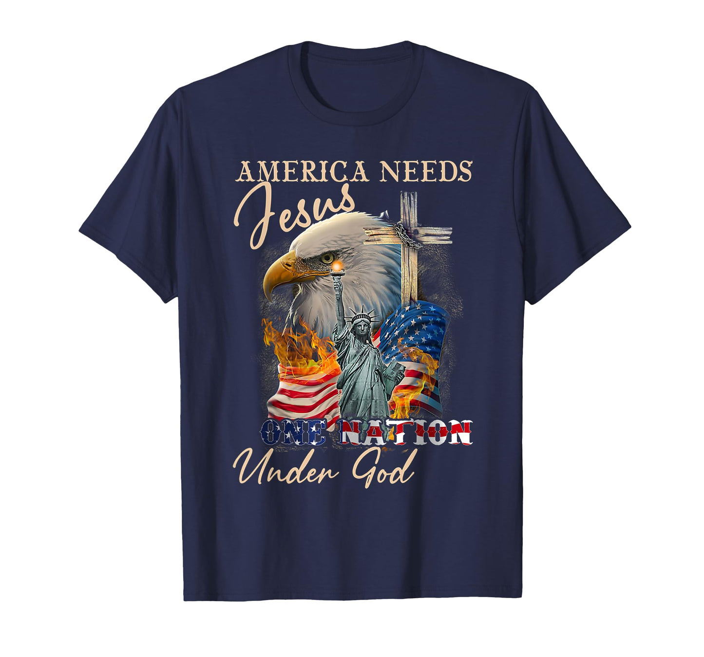 America Needs Jesus One Nation Under God Eagle Christian T-Shirt