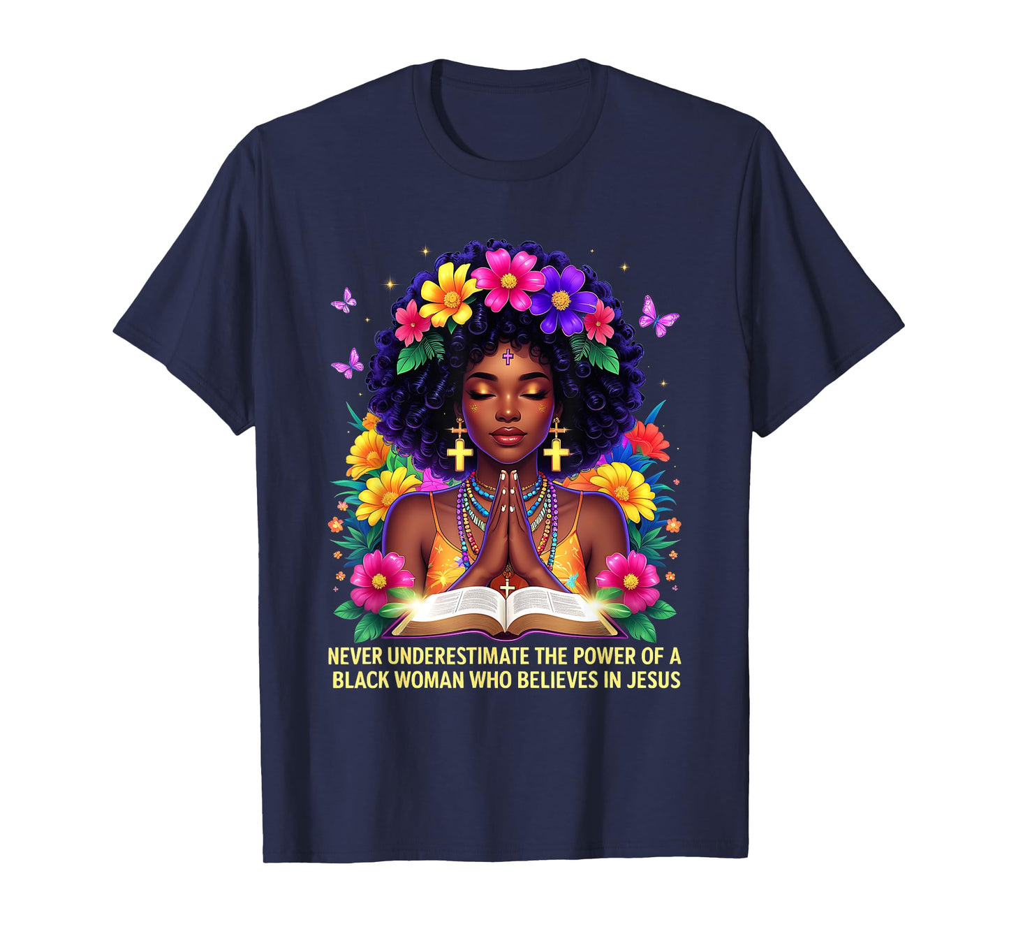 Black Woman Powerful Faith Inspirational Believes Jesus T-Shirt