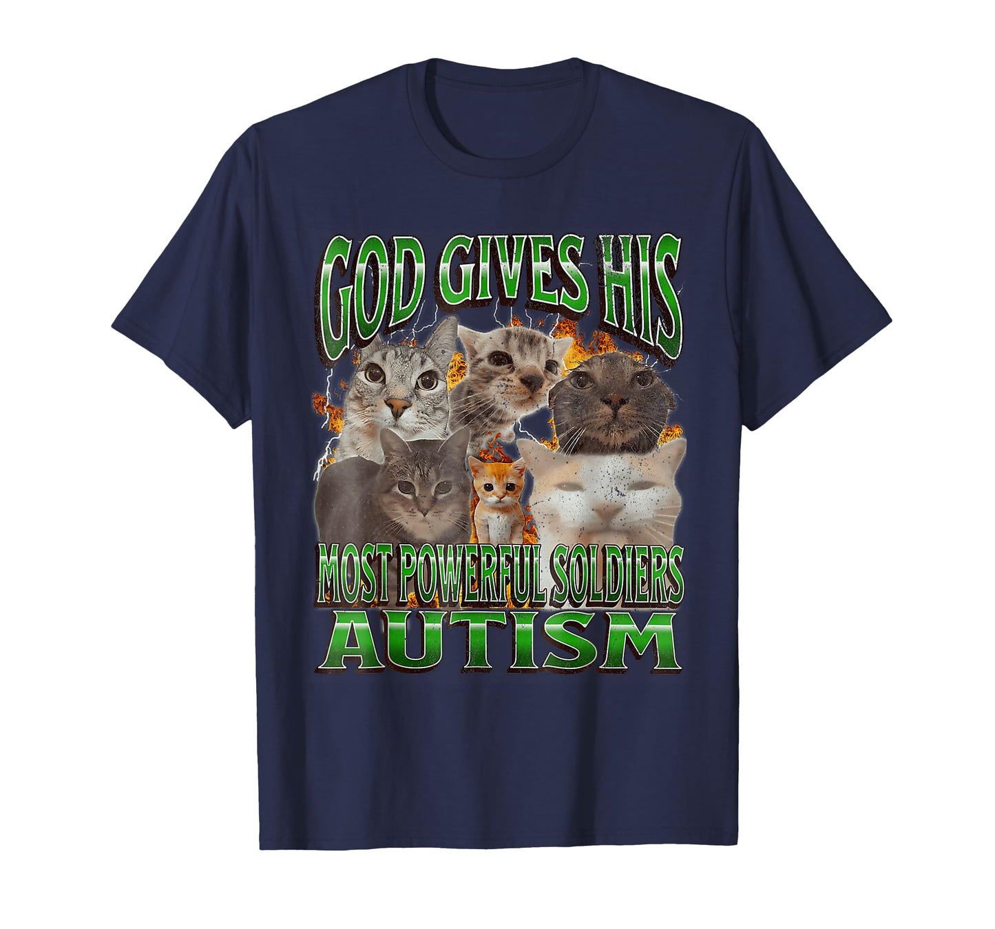 God Gives His Most Powerful Autism Funny Cat Meme Bootleg T-Shirt
