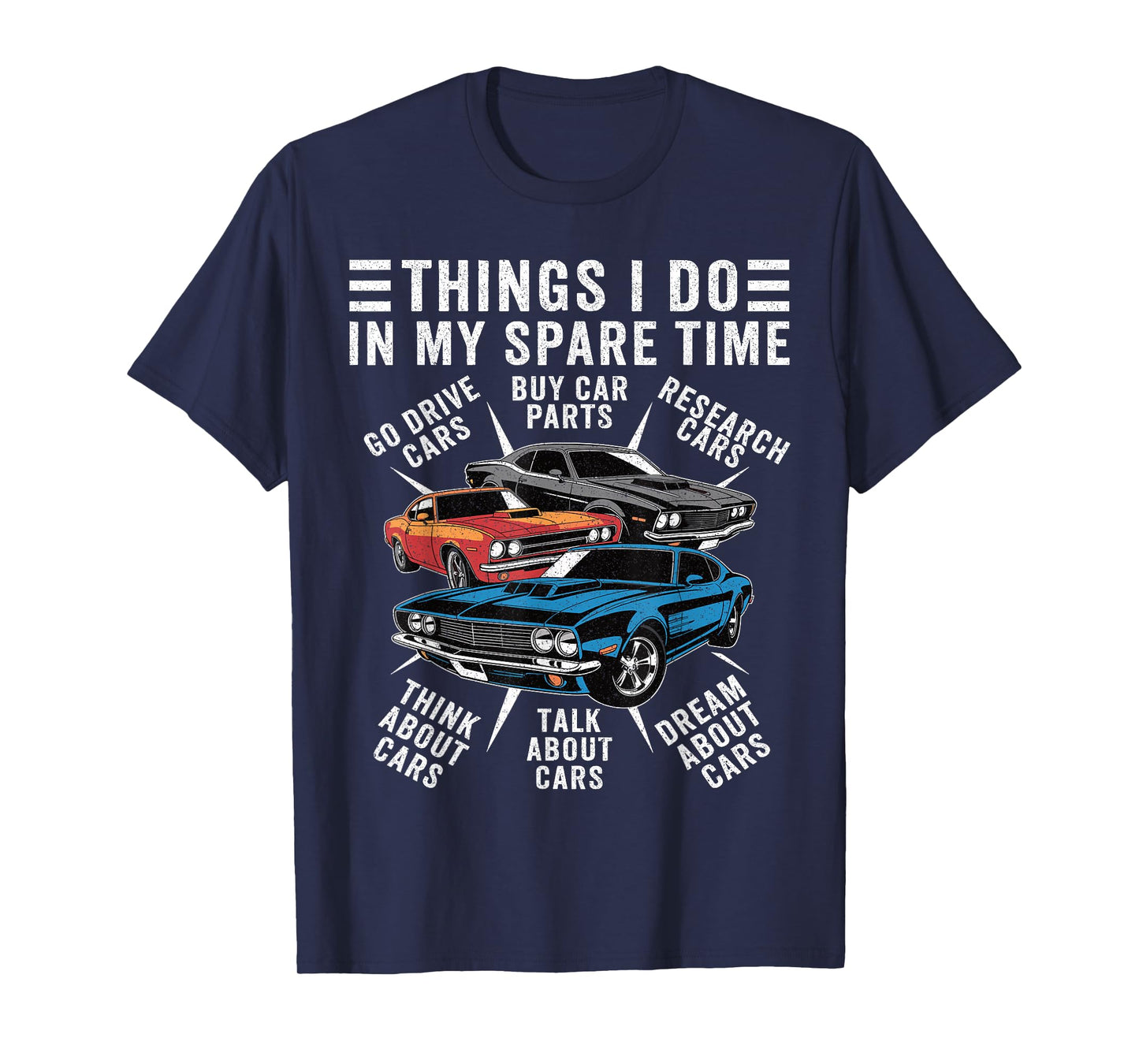 Car Enthusiast Spare Time Funny Muscle Car Graphic Men T-Shirt