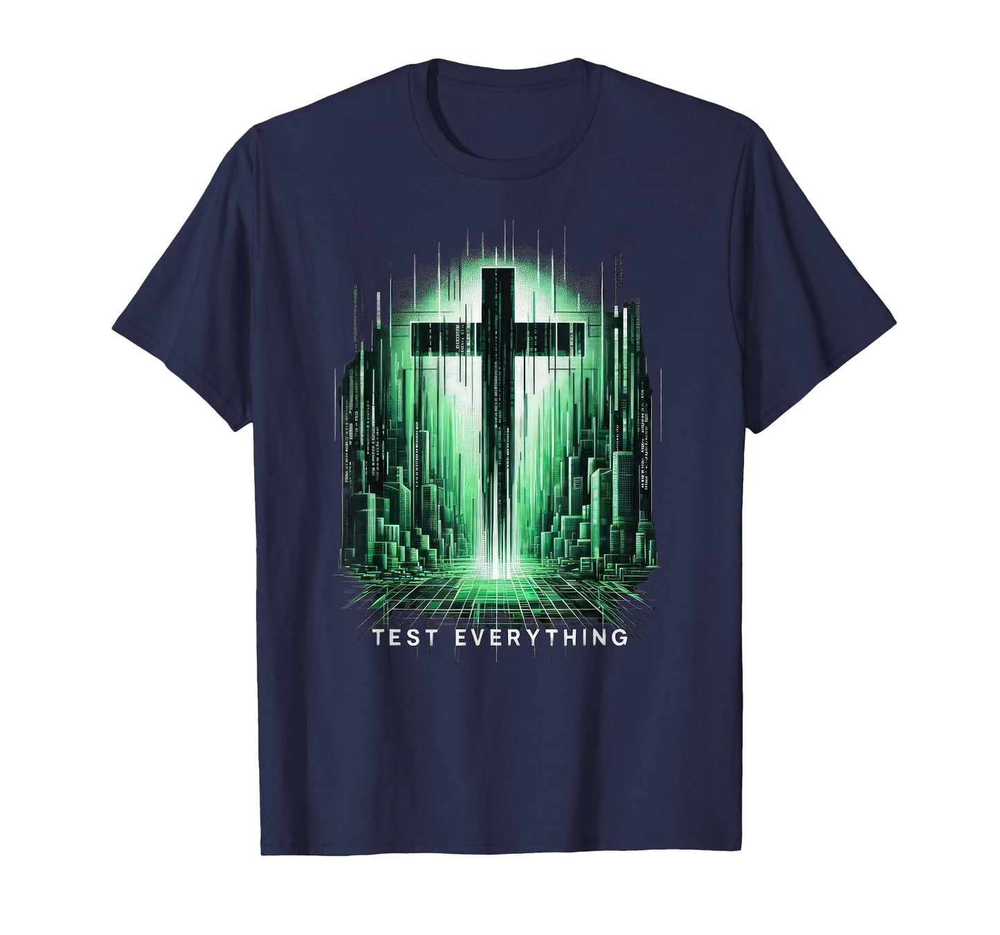 Distressed Christian Cross Graphic Street Punk Grunge Design T-Shirt