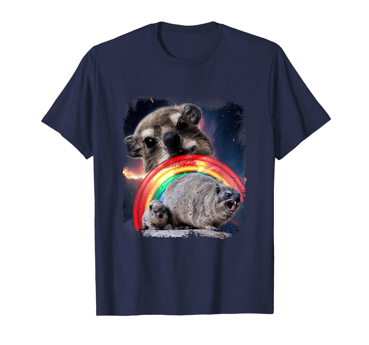 Hyrax Rainbow Ugly Funny Meme Retro Animal T-Shirt