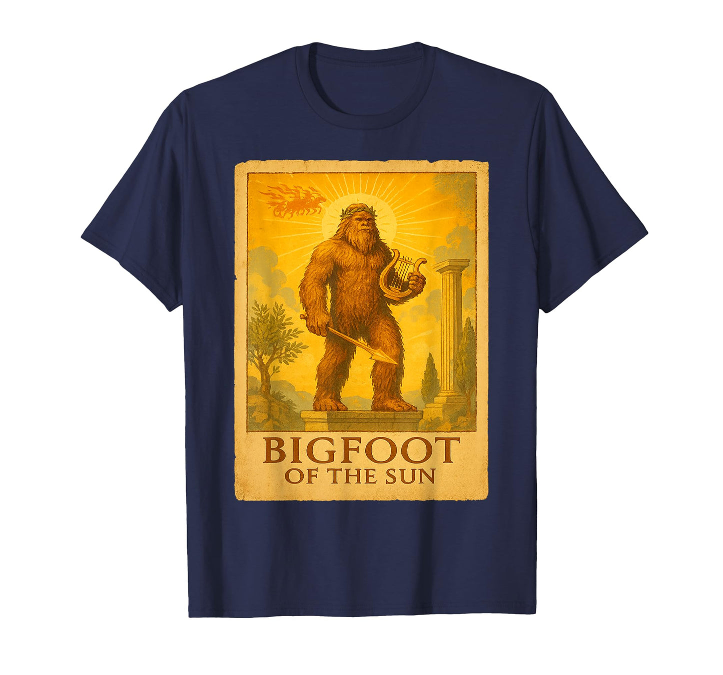 Bigfoot Greek Sun God | Vintage Mythical Sasquatch T-Shirt