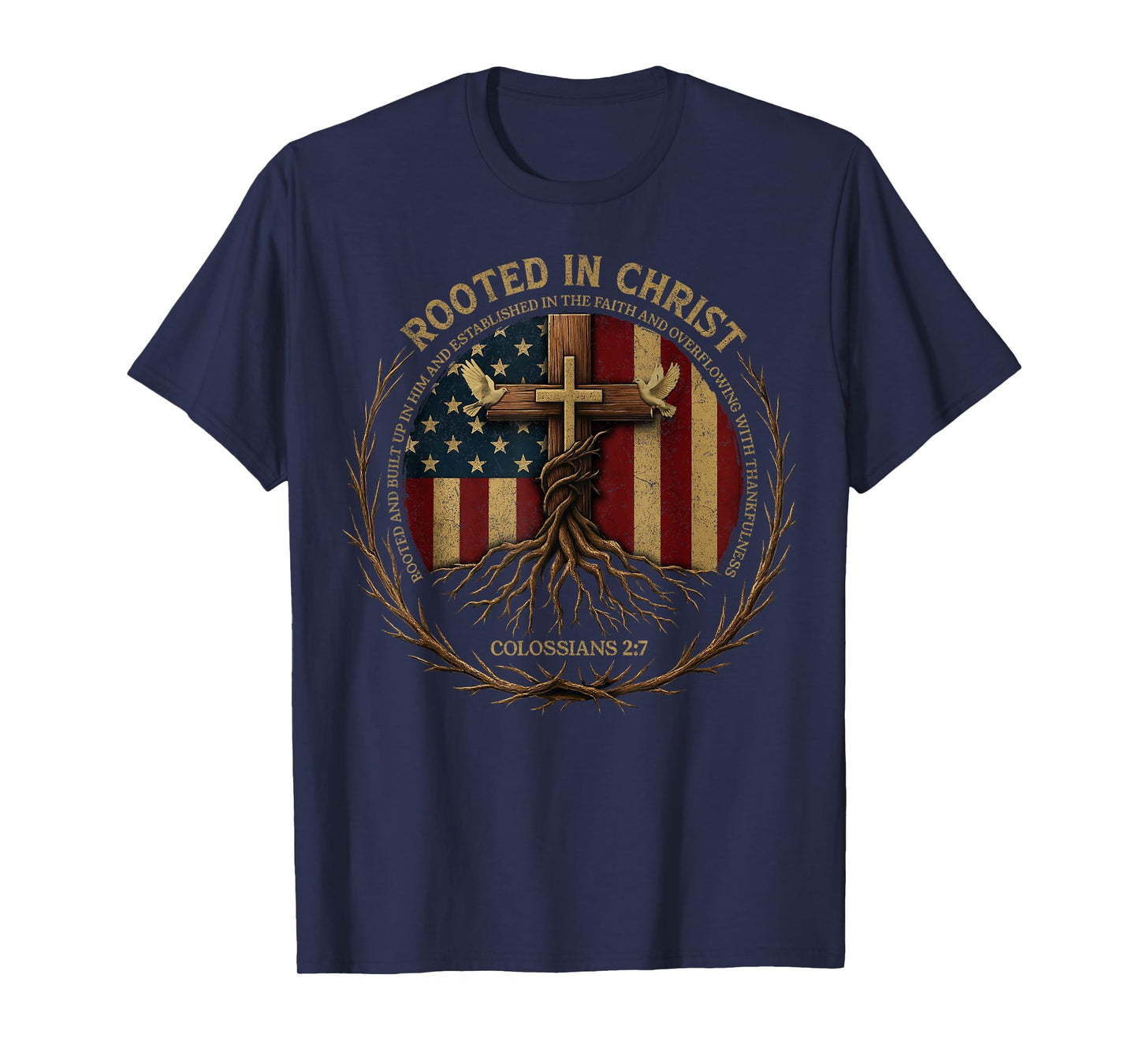 Rooted in Christ Shirt, Jesus Shirts, Cross Christian T-Shirt