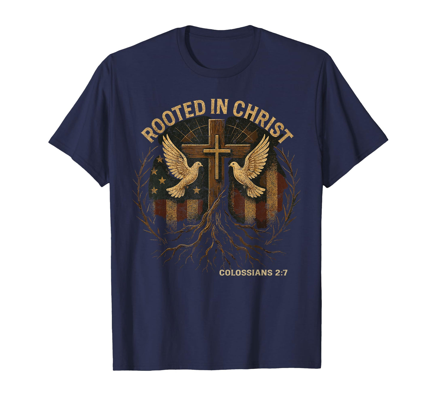Rooted in Christ Vintage Christian Cross Retro Faith T-Shirt