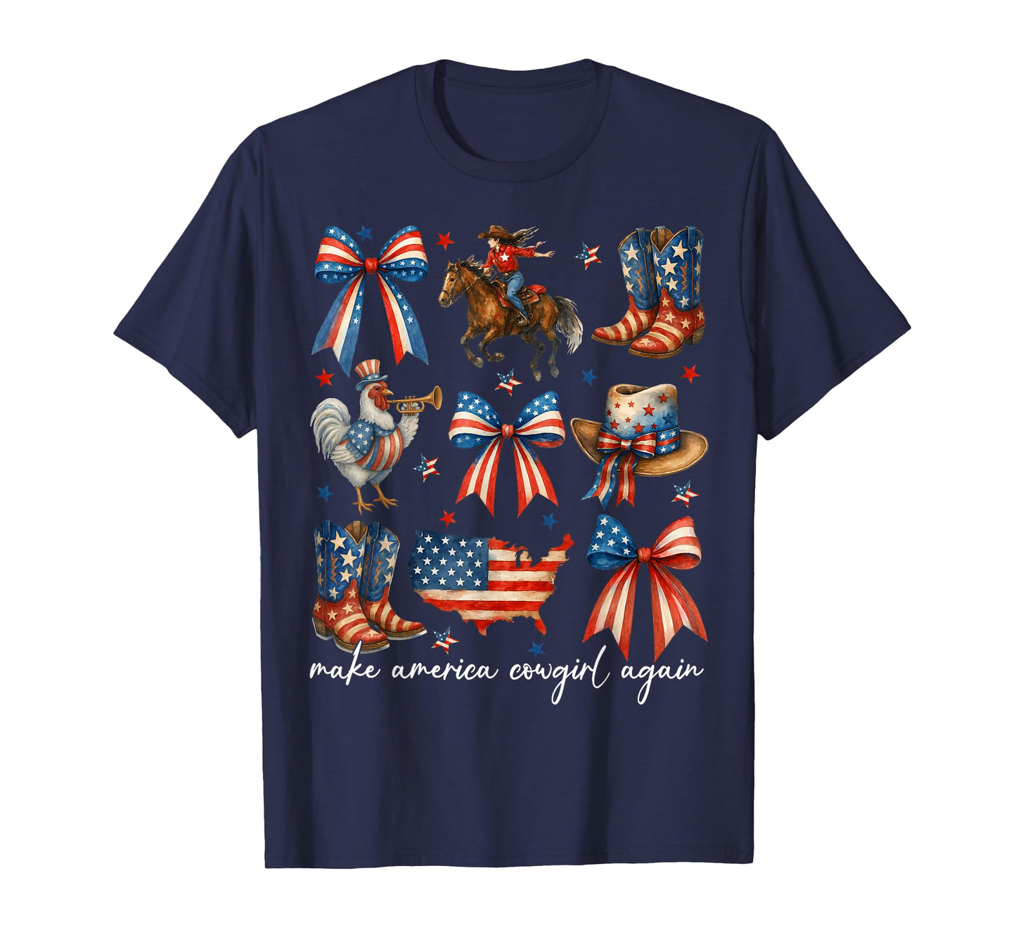 Make America Cowgirl Again 4th of July Coquette Bow Women T-Shirt