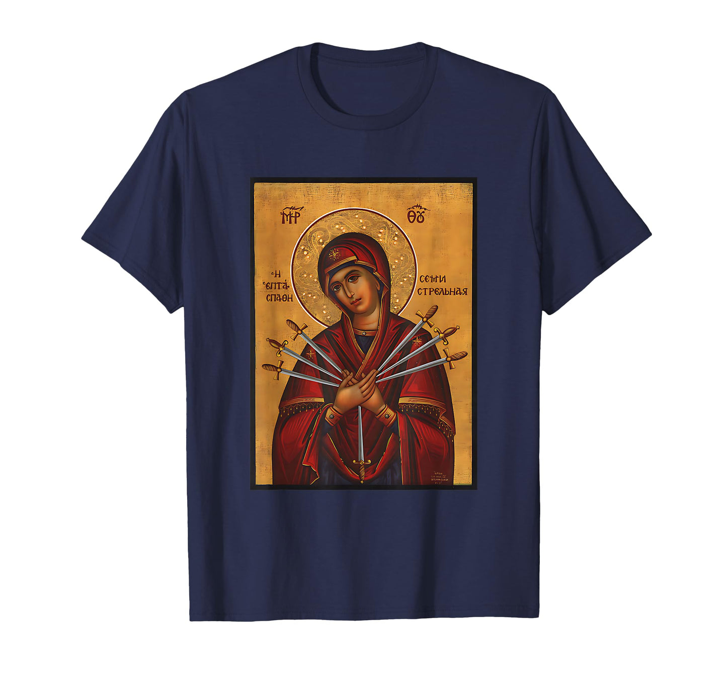 Theotokos Mother Mary Eastern Orthodox Byzantine Art Church T-Shirt
