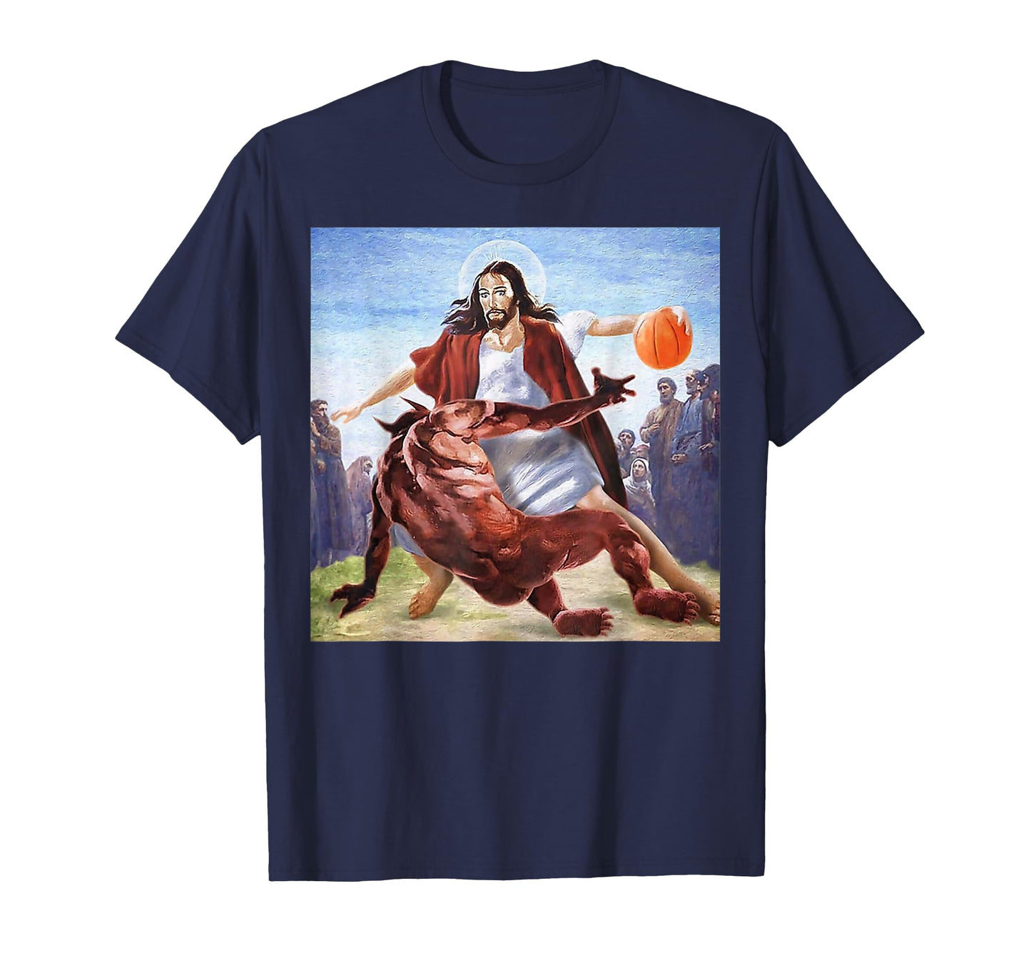 Funny Jesus Crossing Up The Devil Christian Religious T-Shirt