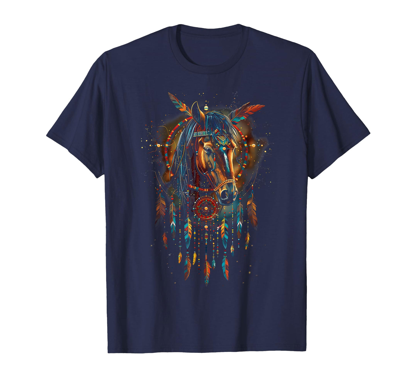 Horse Dreamcatcher Native American Indian Feathers Arts T-Shirt