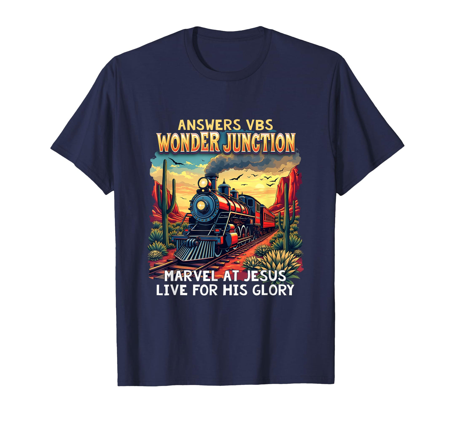 Christian Camp VBS 2025 Wonder His Glory Junction Train T-Shirt