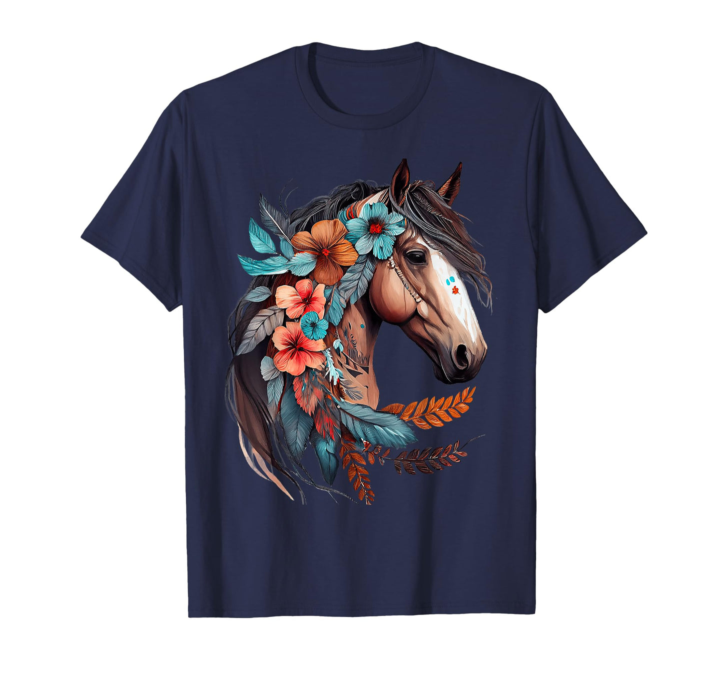 Floral Wild Horse Country Horse Riding T-Shirt