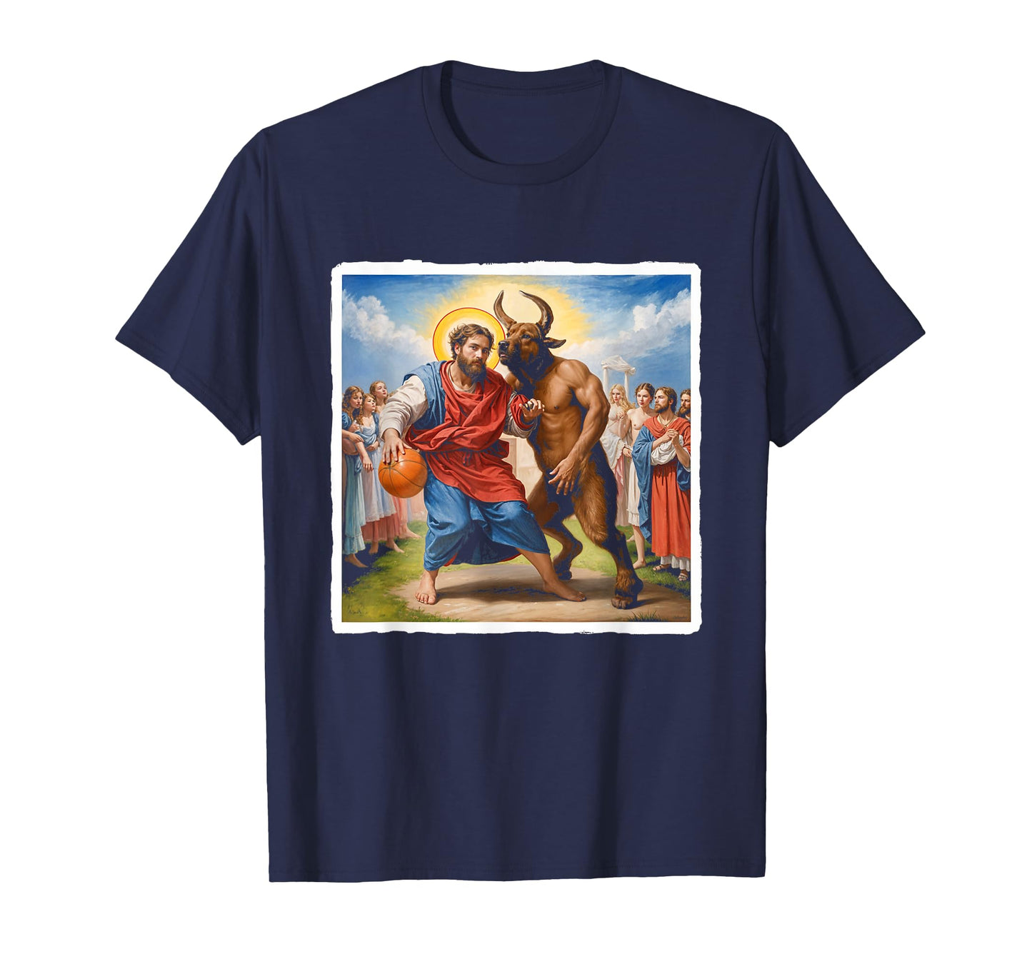 Jesus vs Satan Basketball Play Humor Sport Game T-Shirt