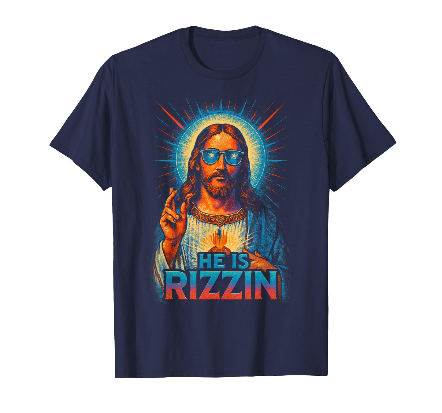He Is Rizzin Jesus Blessing Gesture Love Easter T-Shirt