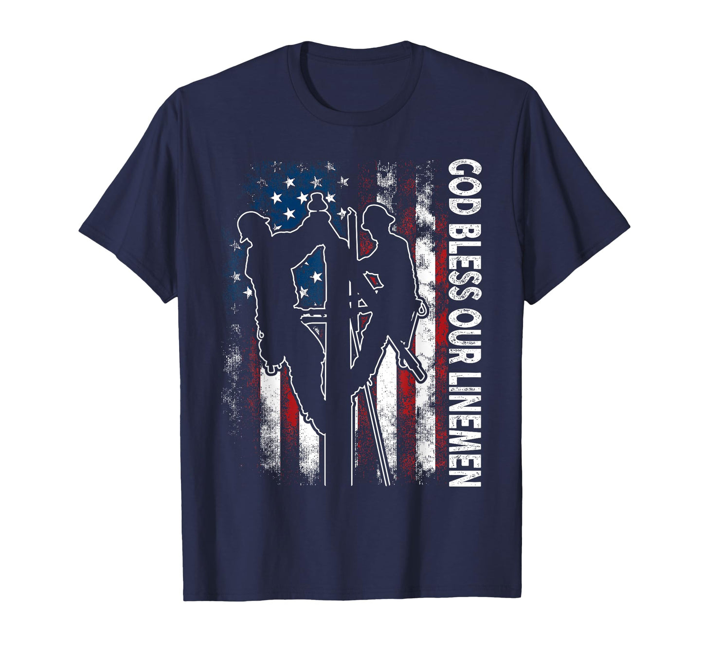 God Bless Our Linemen Cool American Lineman Flag T-Shirt