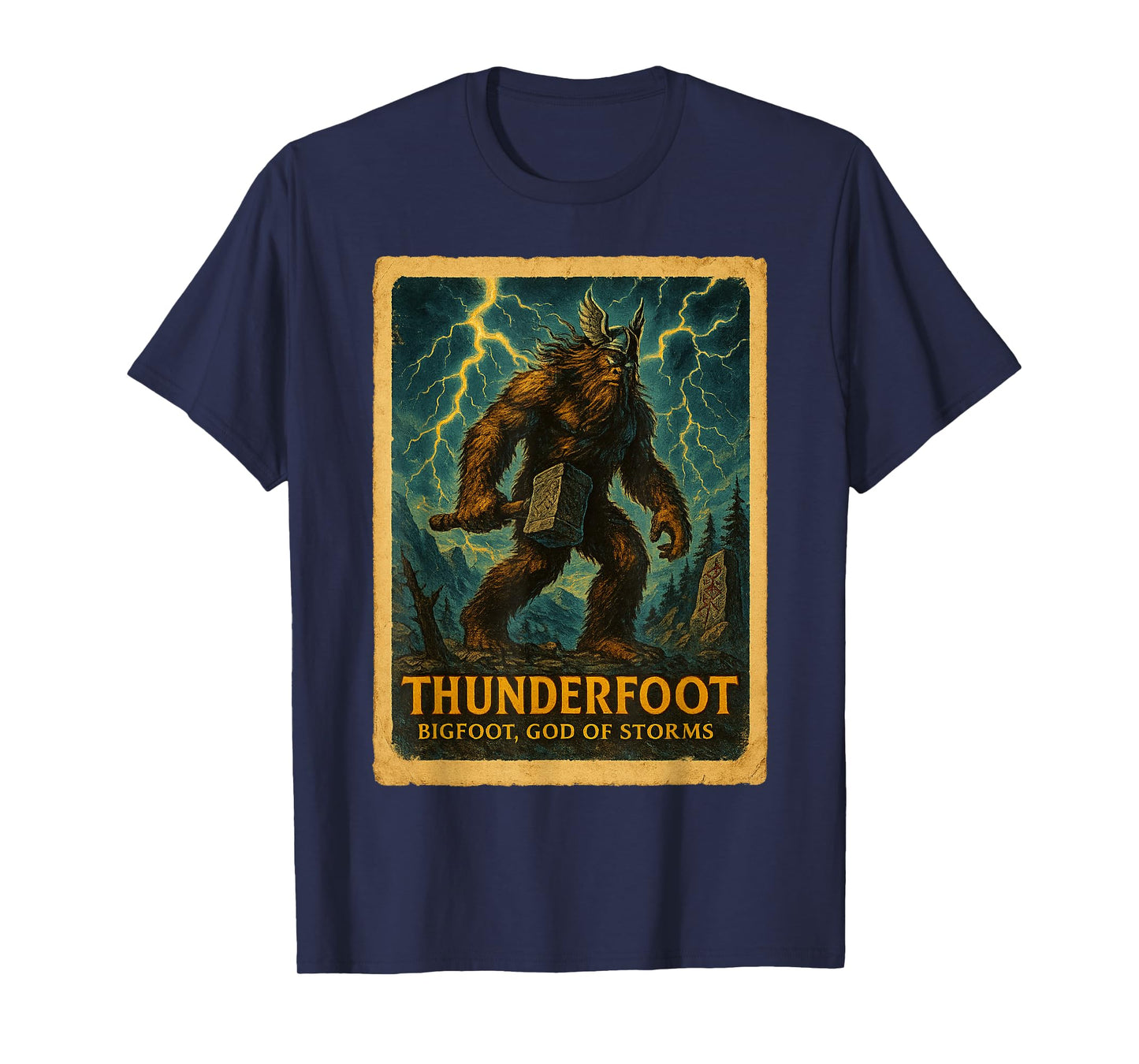 Funny Sasquatch Poster Shirt - Bigfoot Norse God Poster T-Shirt