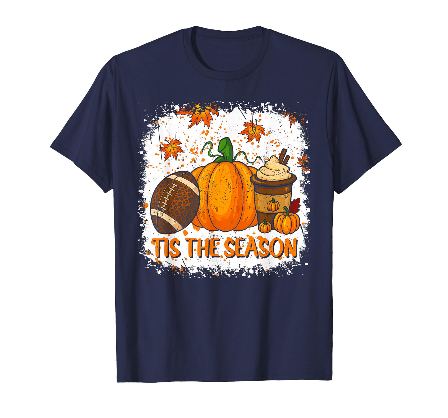 Pumpkin Spice Football Tis The Season Fall Thanksgiving T-Shirt