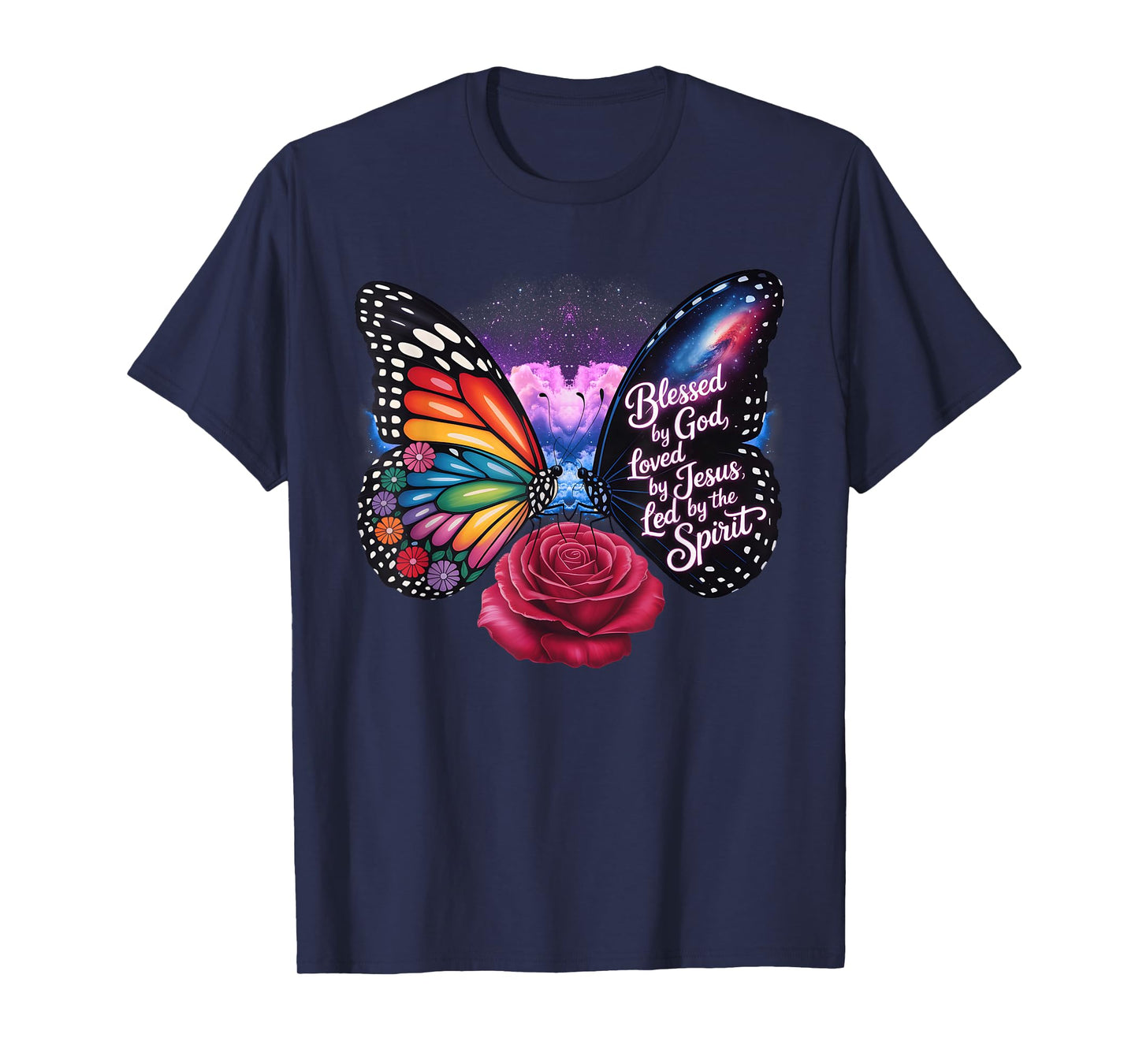 Blessed by God Butterfly Loved by Jesus Led by The Spirit T-Shirt