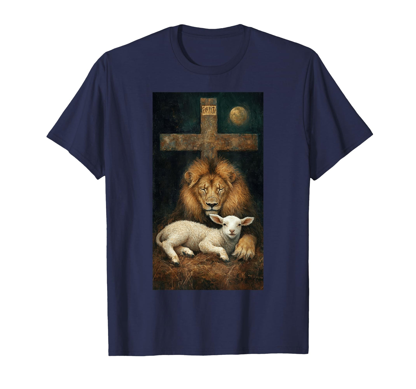 Christianity Lion Lamb Christian art Faith Peace T-Shirt