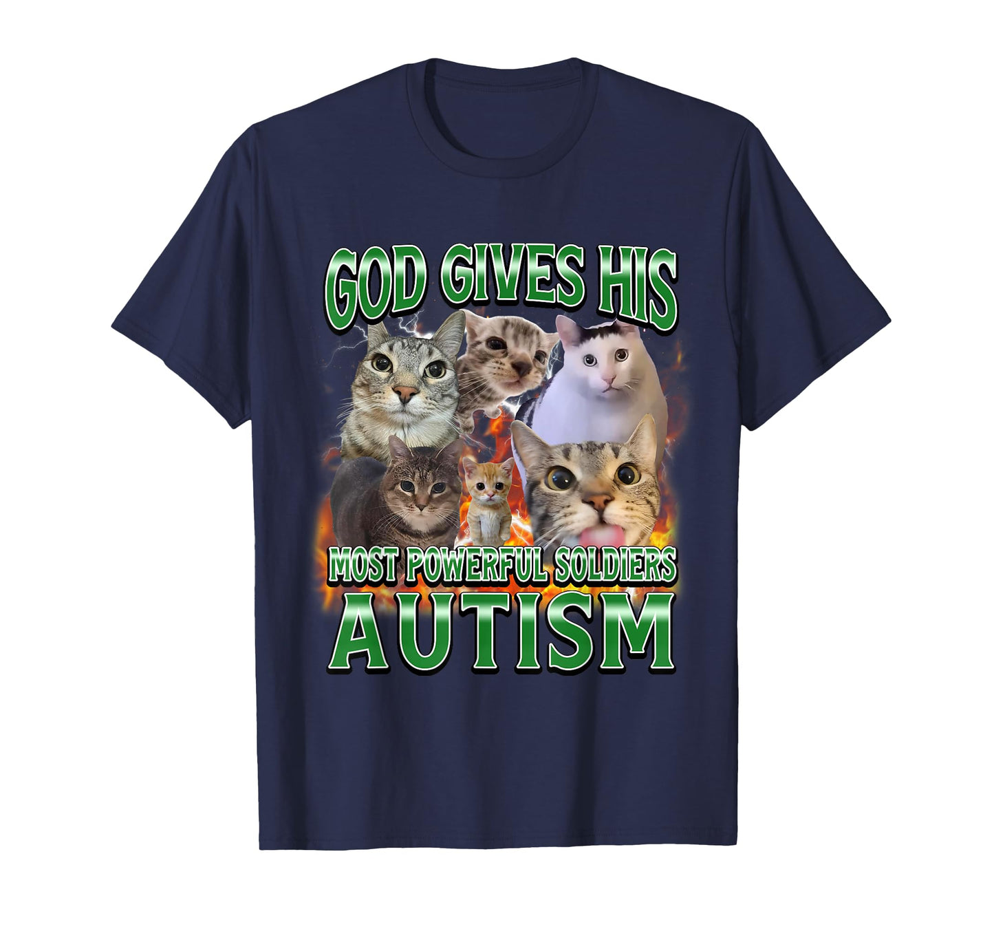 God Gives His Most Powerful Autism Funny Cat Meme Bootleg T-Shirt