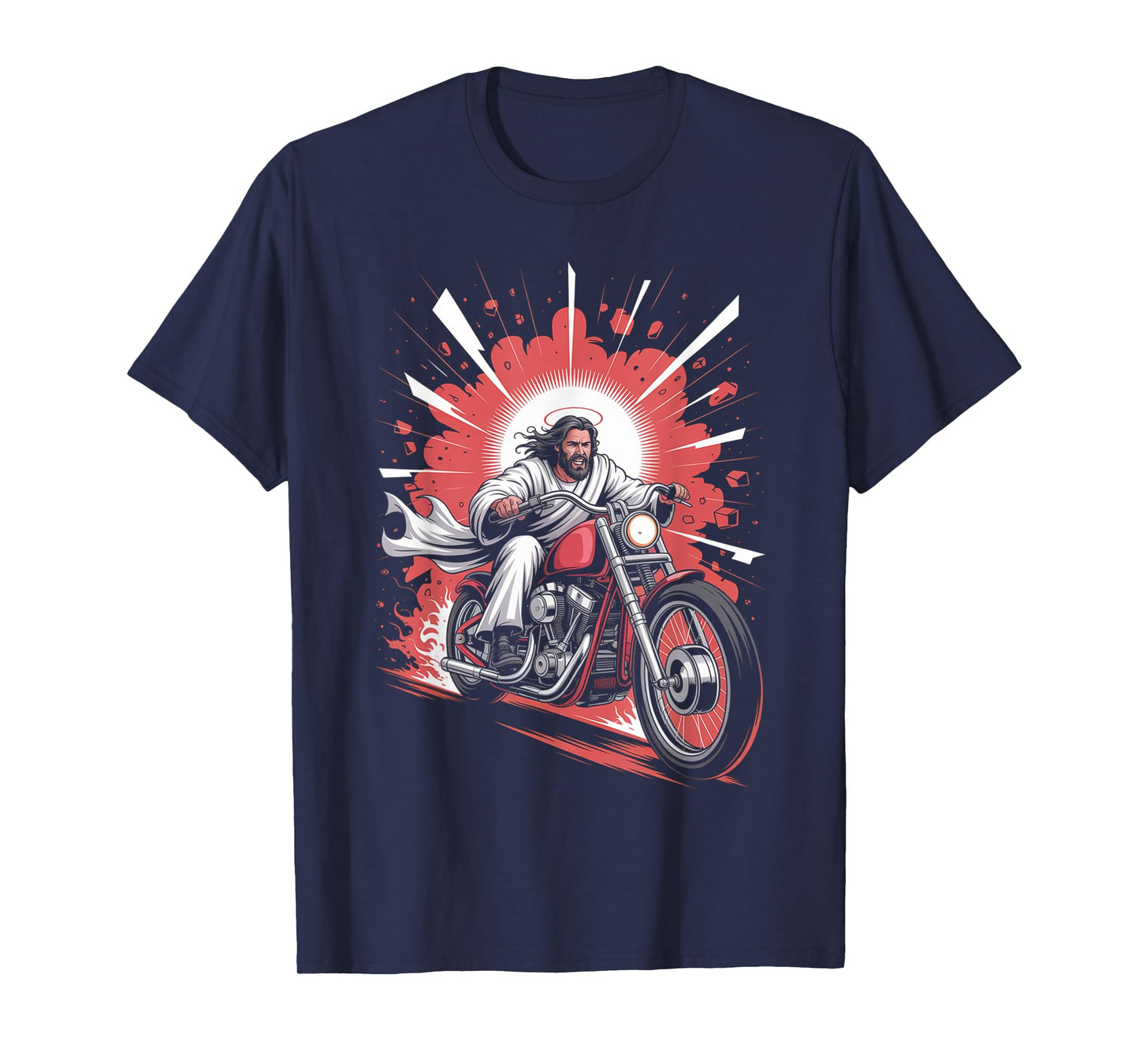 Jesus Biker Riding Motorcycle Men Vintage Outfit God Rider T-Shirt