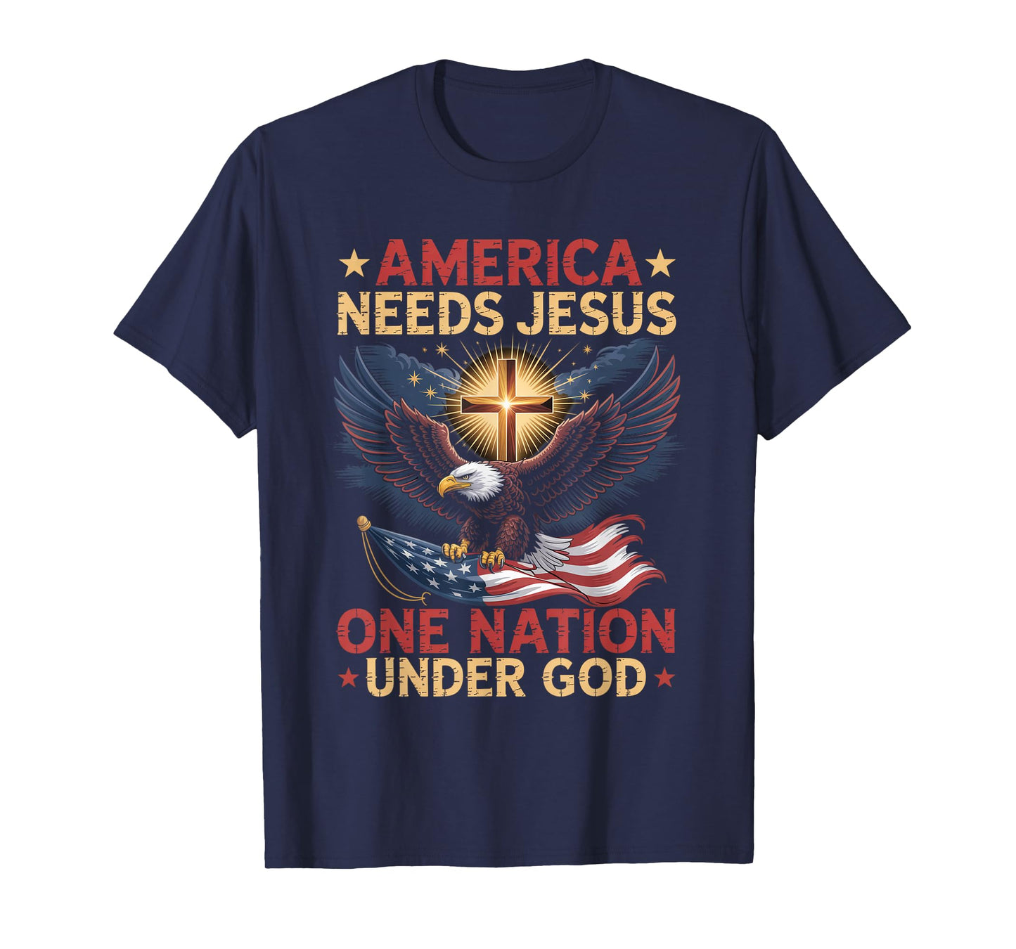 America Needs Jesus One Nation Under God Eagle Christian T-Shirt