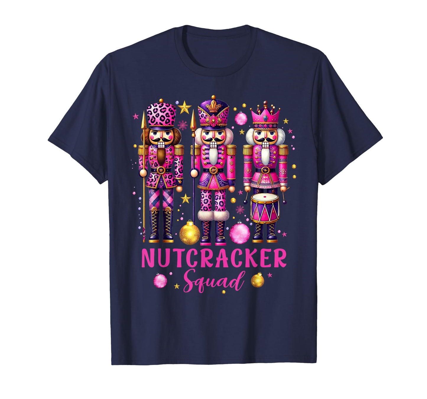 Leopard Nutcracker Squad Pink Christmas 2024 Pajamas Women T-Shirt