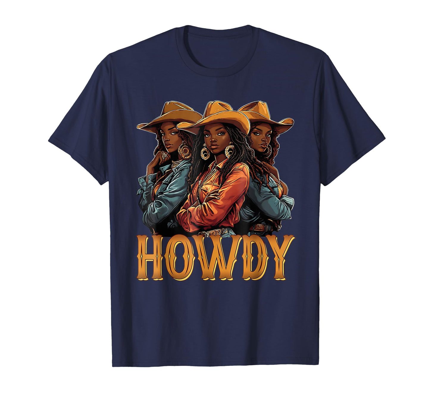 Howdy Retro Western Melanin Black Cowgirl African Women T-Shirt