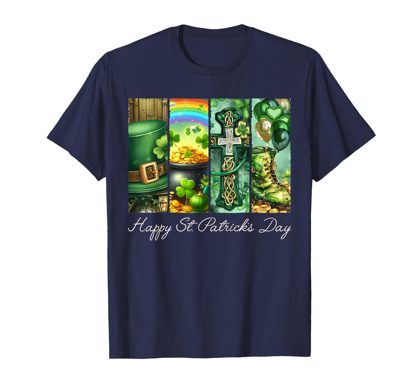 Happy St. Patrick’s Day Christian Celtic Cross and Shamrocks T-Shirt