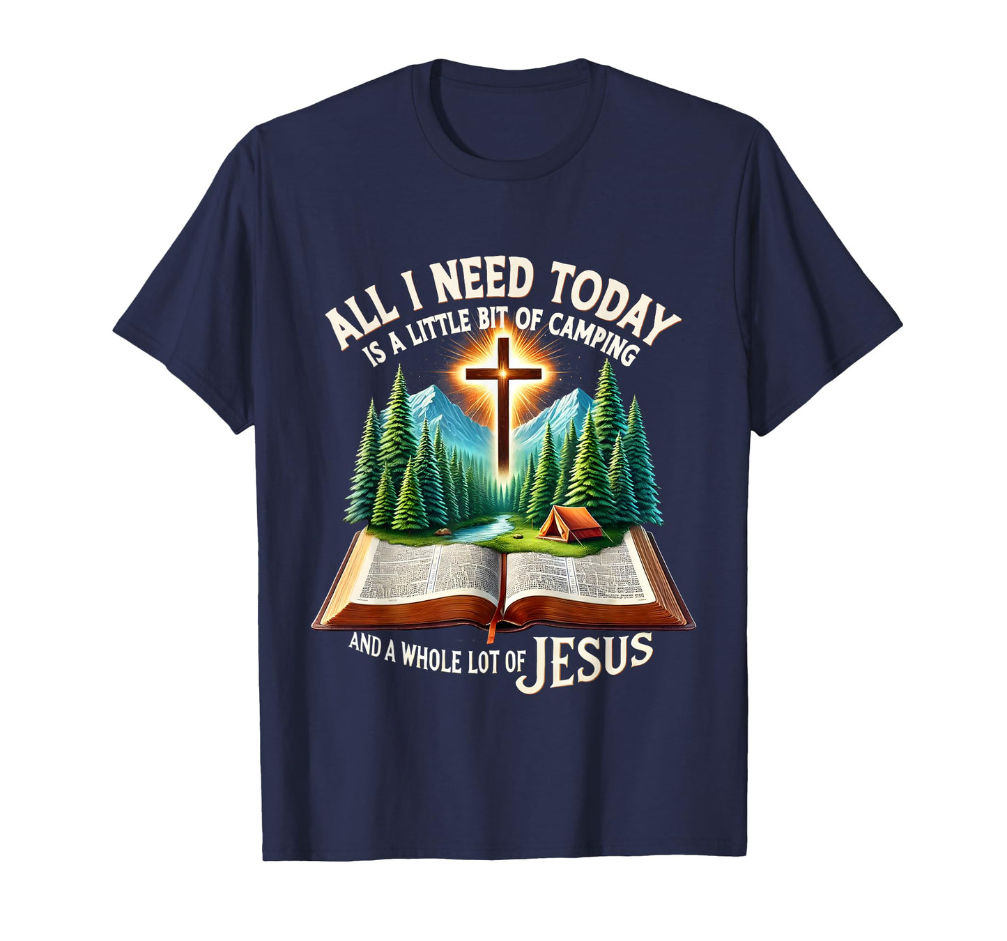 Camping and Jesus Outdoors Faith Bible Campfire Graphic T-Shirt
