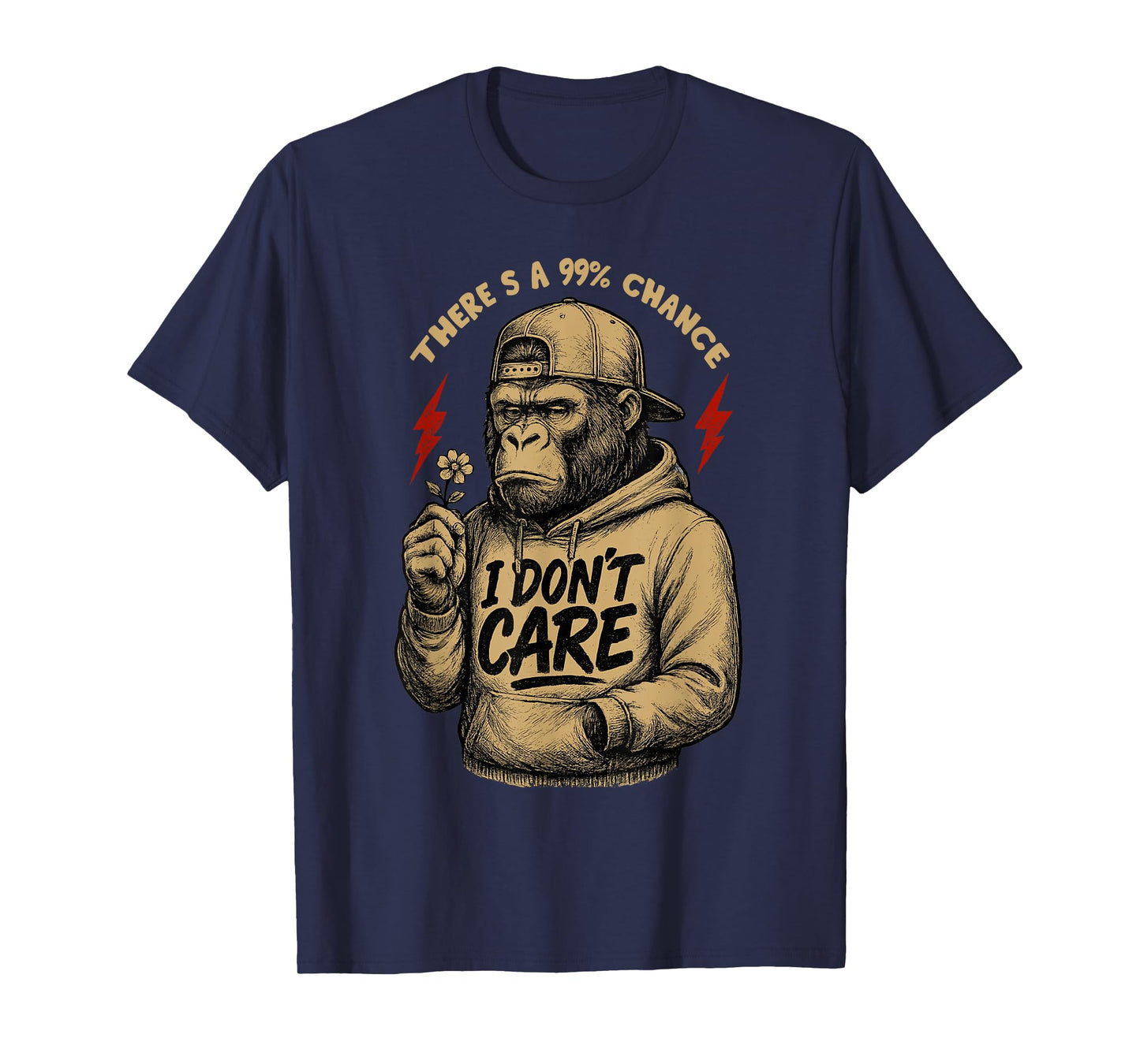 There's A 99% Chance I Don't Care Funny Monkey Men T-Shirt