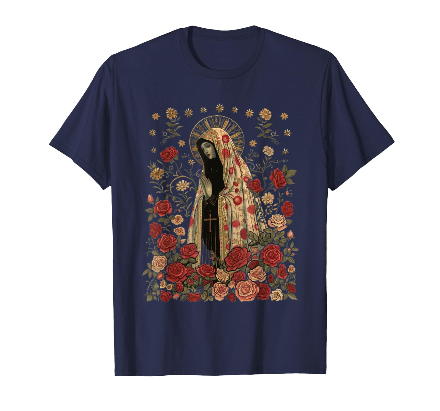 Our Lady of Fatima with Rosary, Catholics, Christians T-Shirt