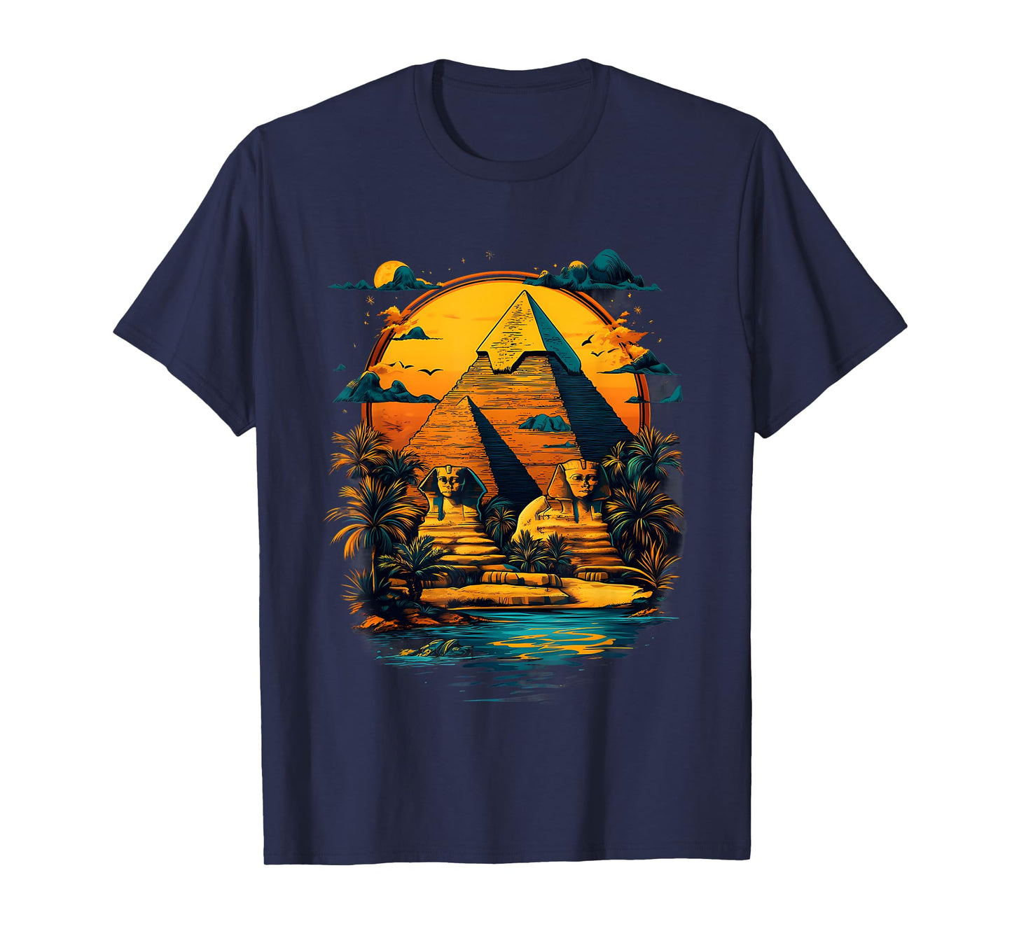 Ancient Egypt Sphinx Pyramid Sunset Tutankhamun Egyptian God T-Shirt