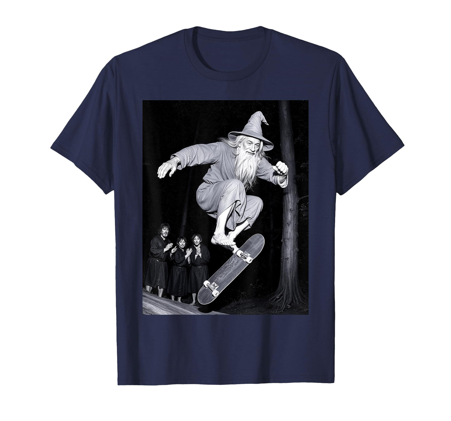 Wizard Skateboarding Funny Meme Skater Halloween Graphic Tee T-Shirt