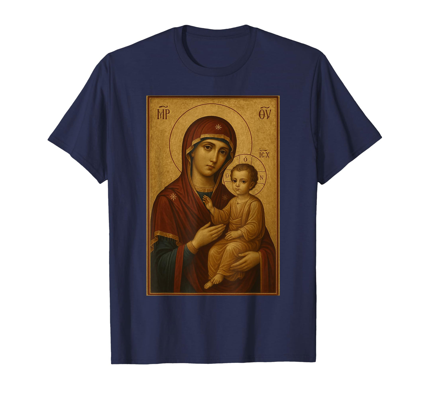 Orthodox Icon of Virgin Mary with Jesus - Theotokos T-Shirt