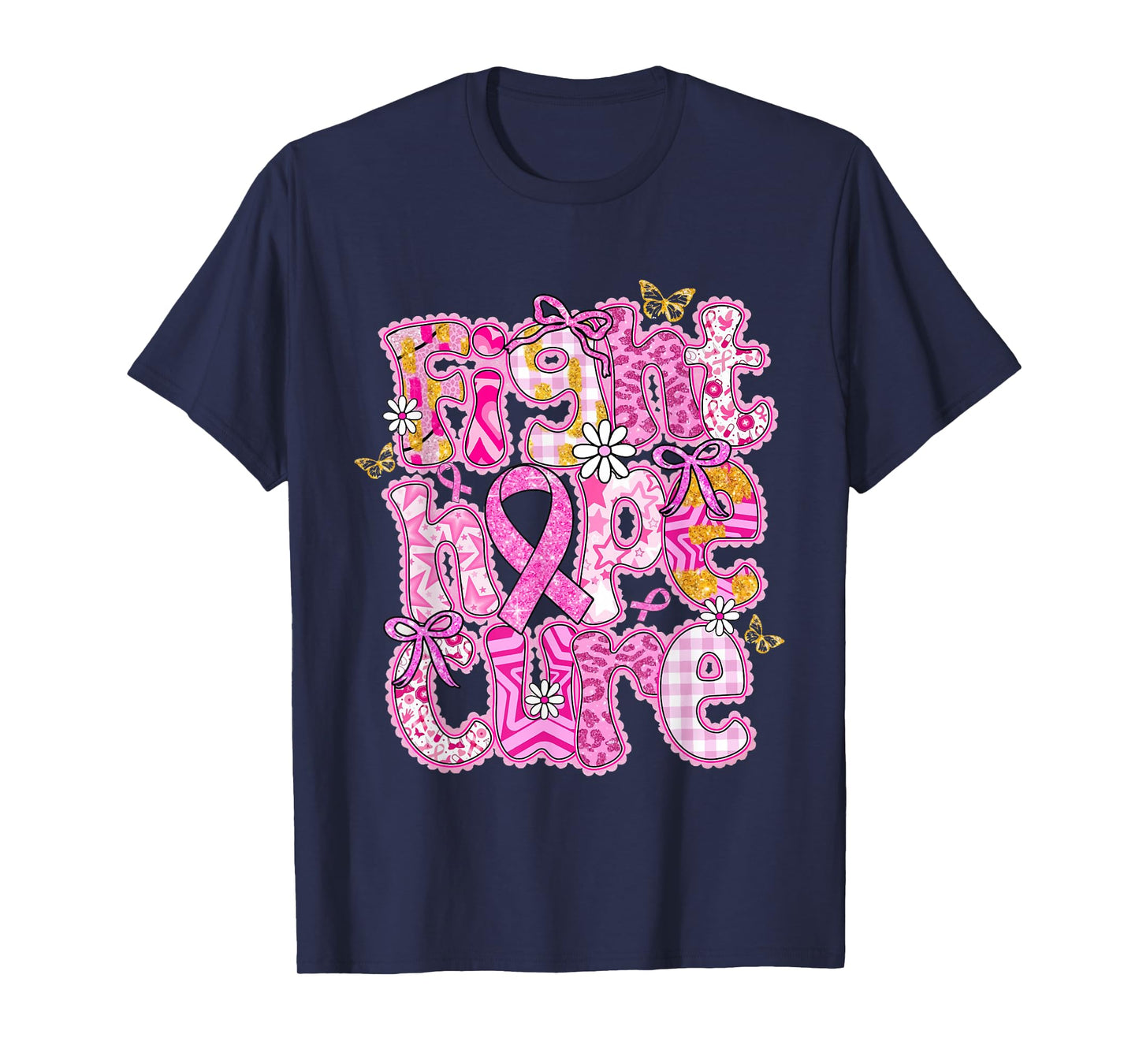 Faith Hope Cure Breast Cancer Survivor Awareness Pink Ribbon T-Shirt