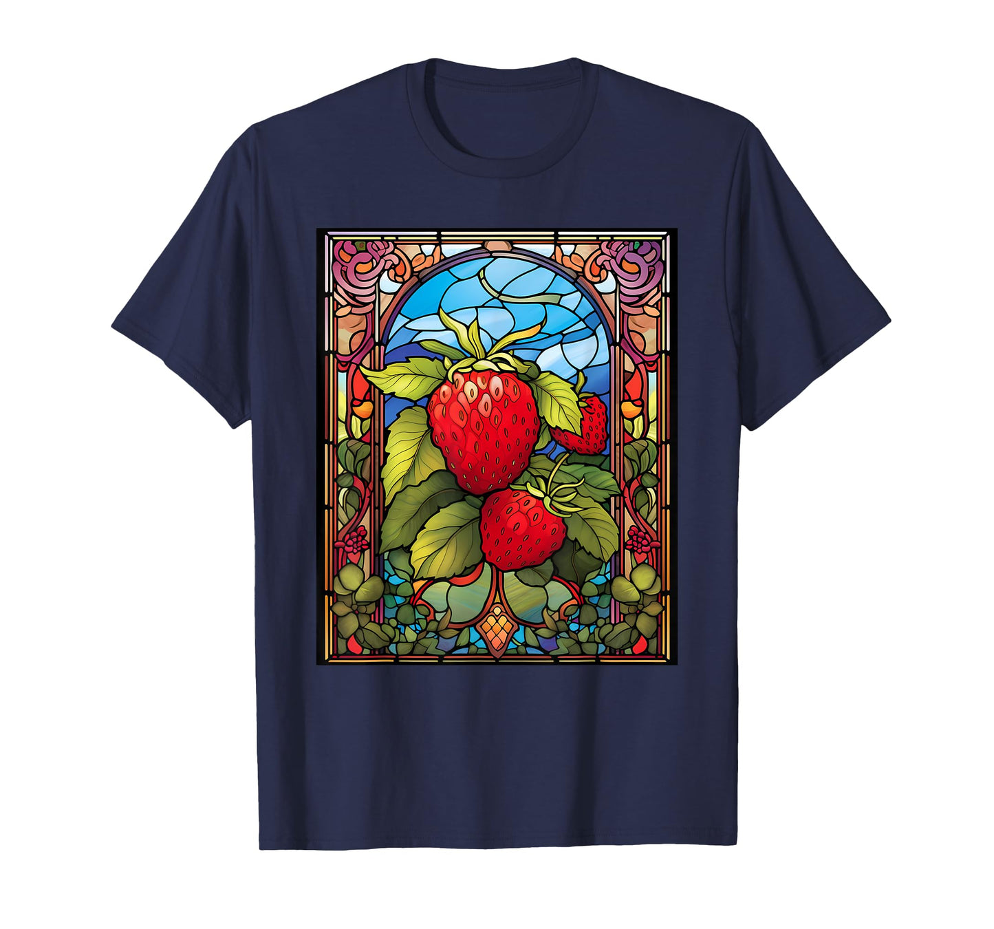 Stained Glass Style Strawberry T-Shirt