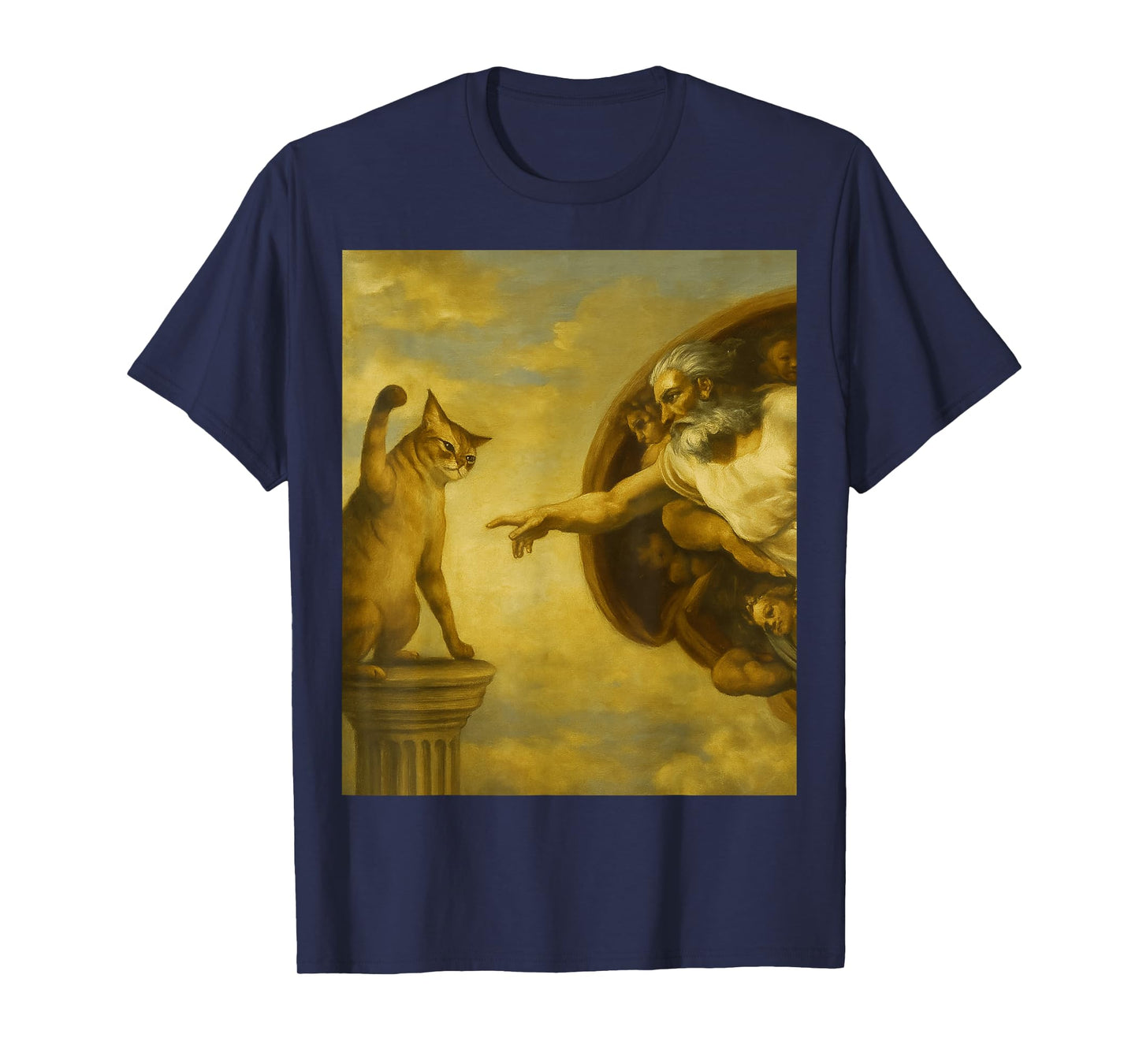 HUGvyn Funny Cat Lovers Jesus Meme Cat God Creation of Adam T-Shirt