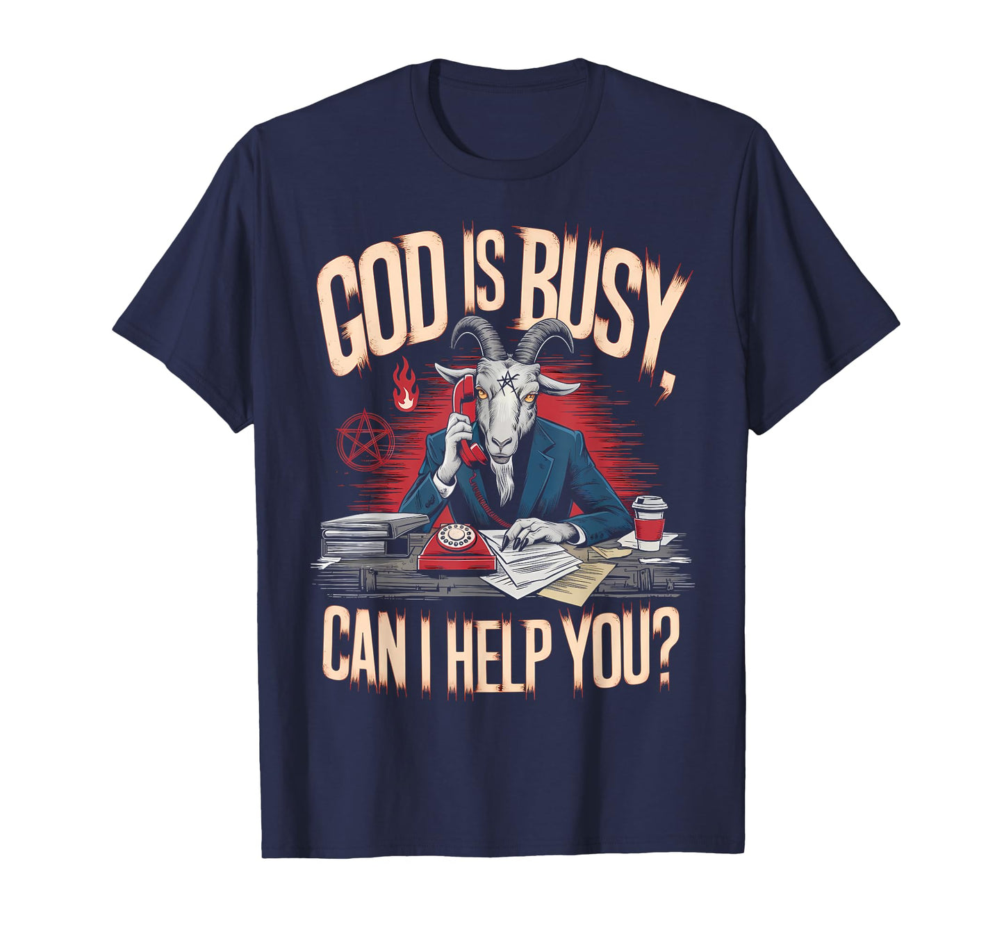 Satanic Goat Office Demon Occult Funny Sarcastic T-Shirt