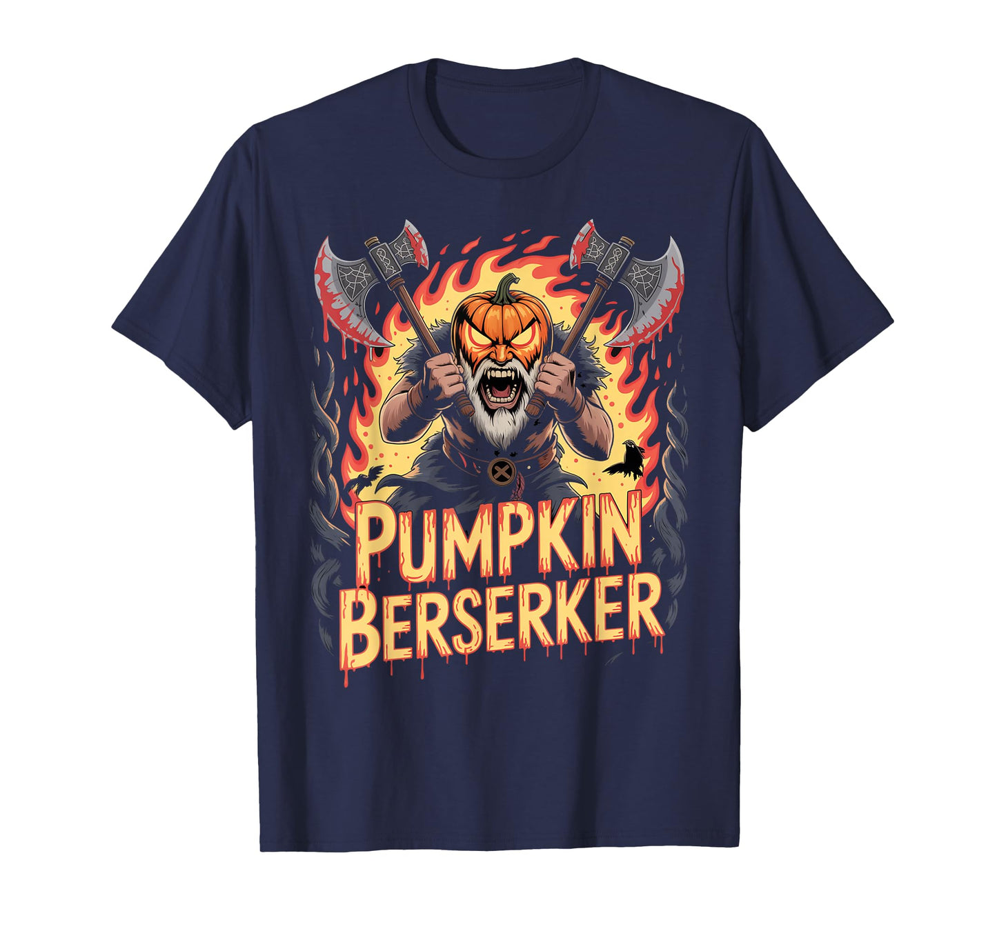 Halloween Pumpkin Berserker Viking T-Shirt