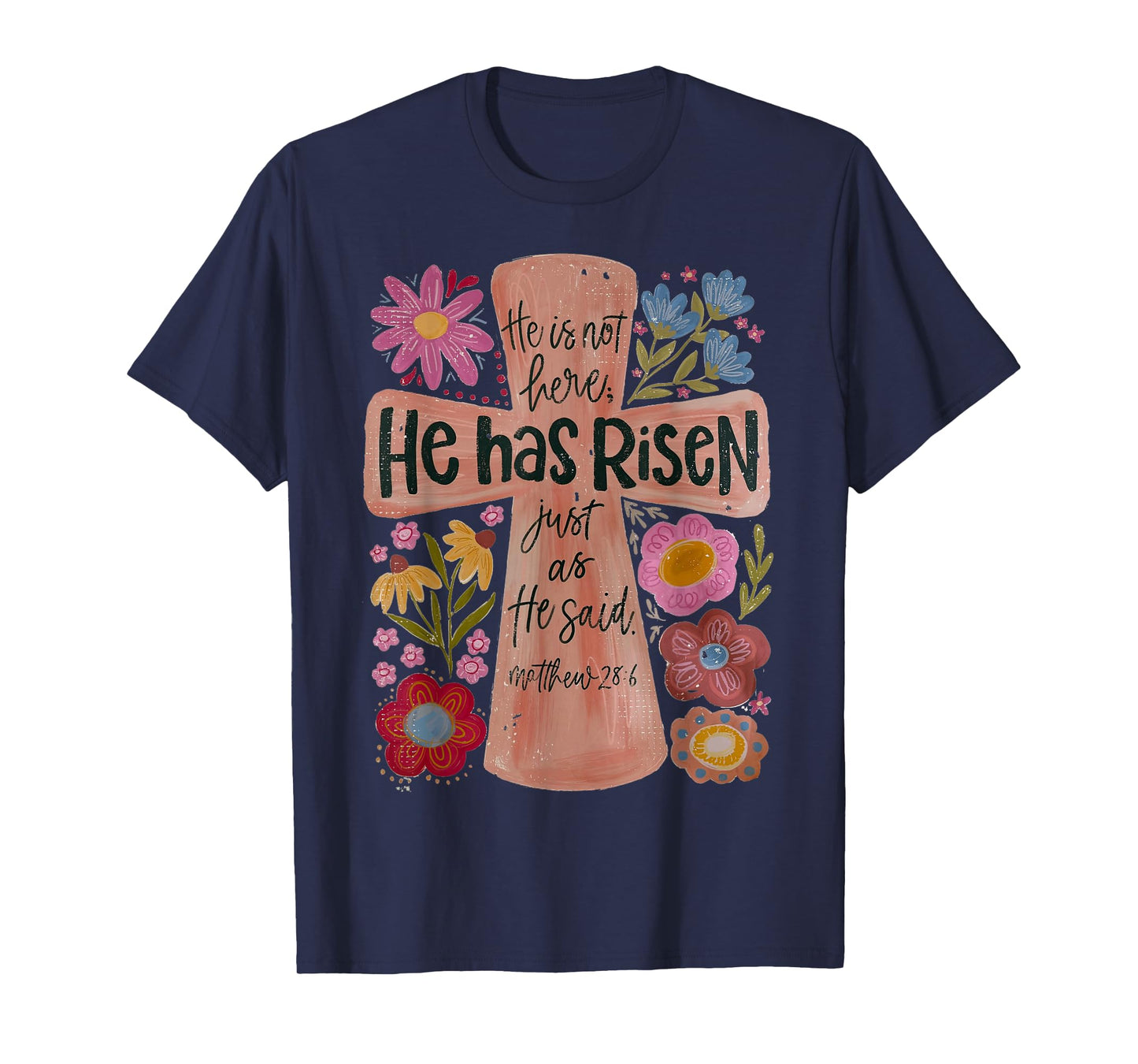 He has risen Christian Easter boho floral T-Shirt